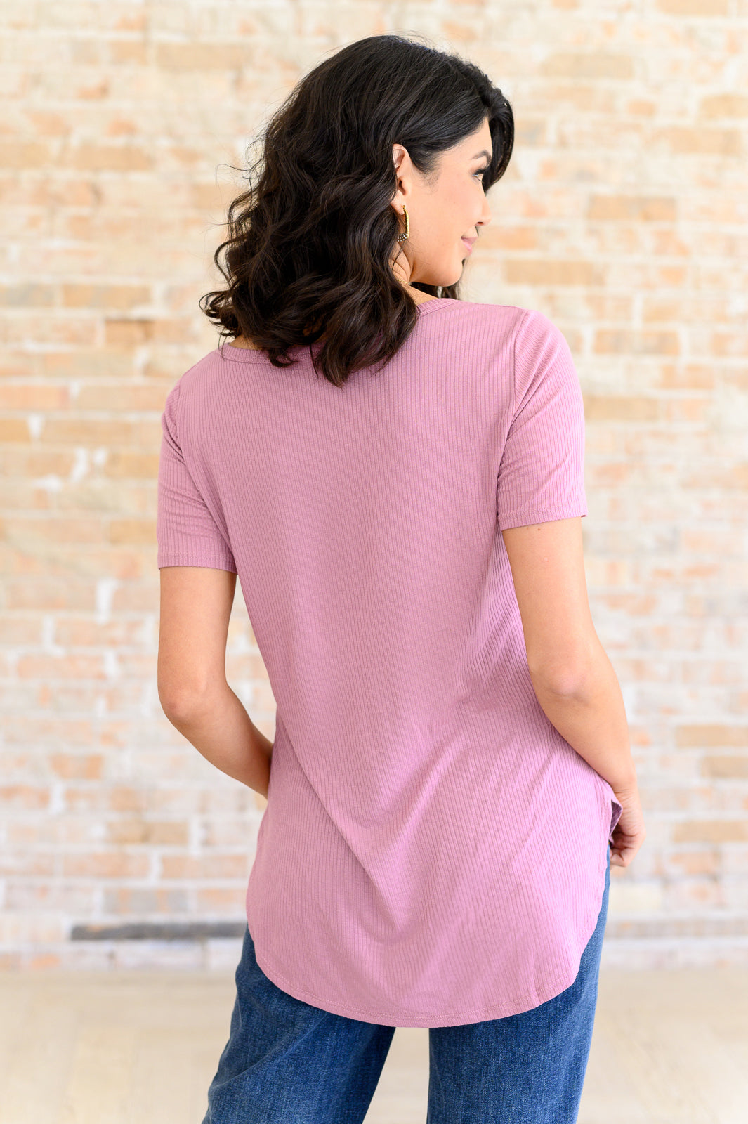 A. gain Born and Raised V-Neck Jersey Knit Ribbed Top Tops