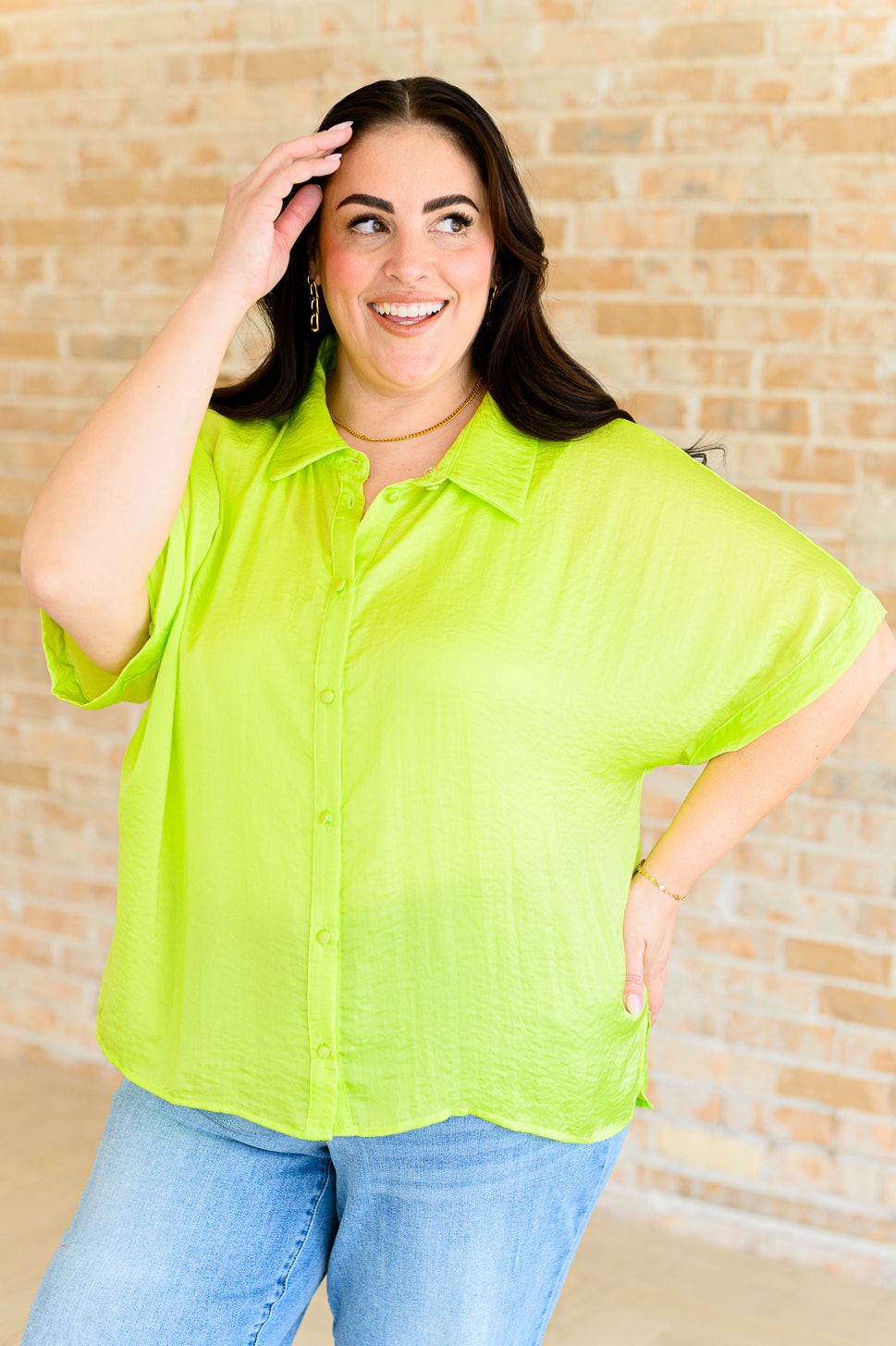 Jodifl Bright Idea Button Down in Citrus Tops