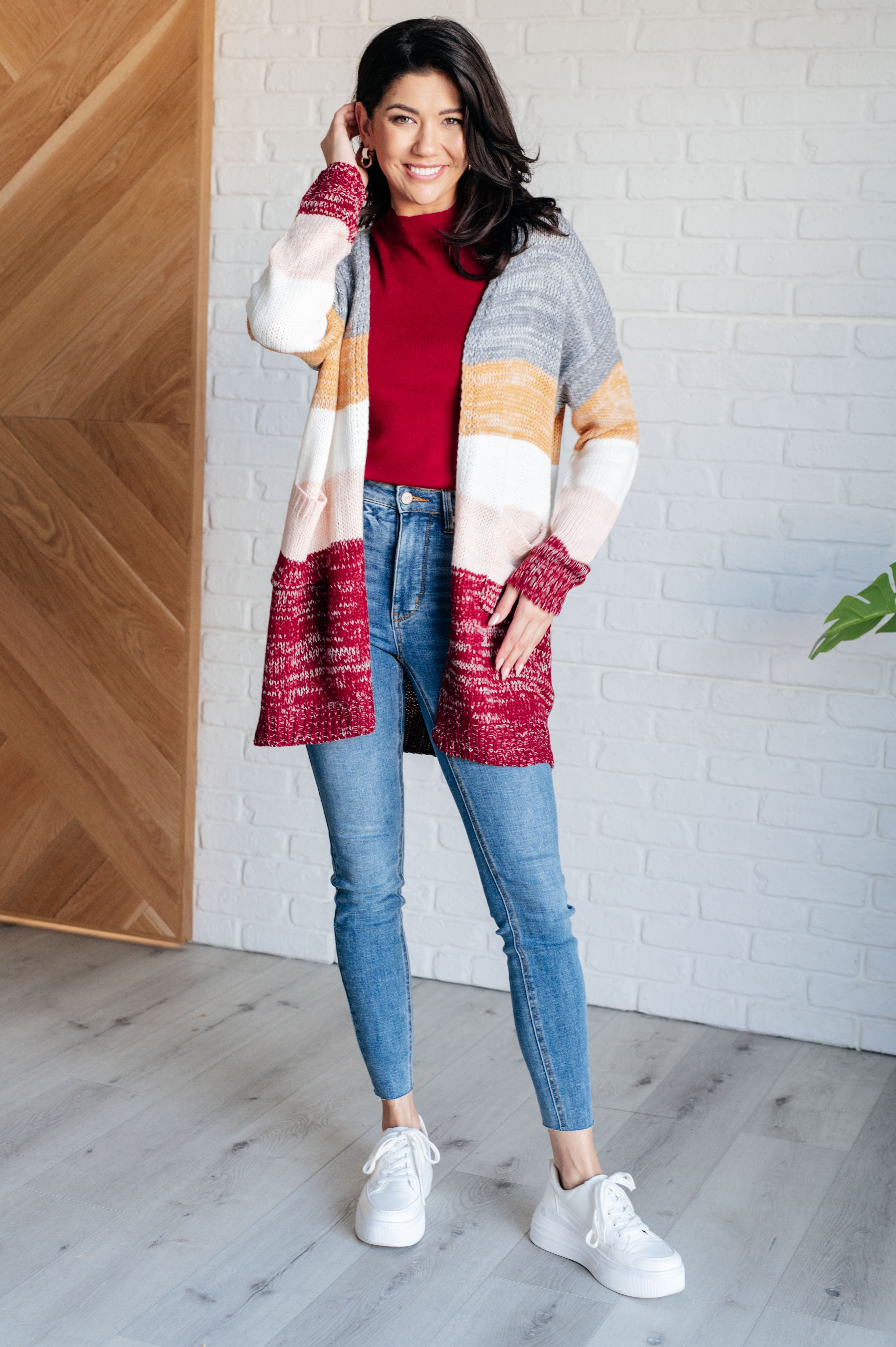 Haptics Bring the Warmth Color Block Cardigan Cardigan