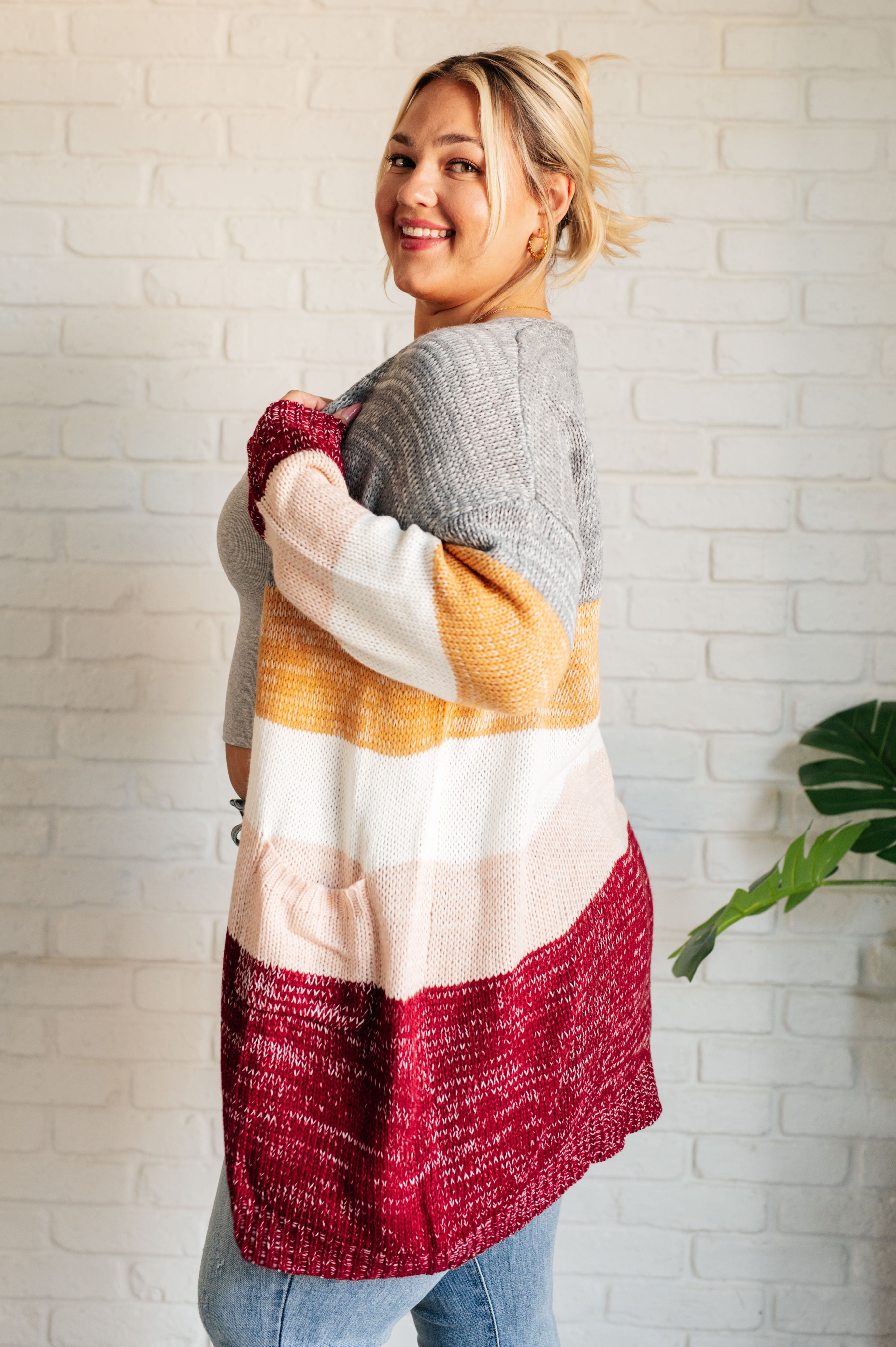 Haptics Bring the Warmth Color Block Cardigan Cardigan