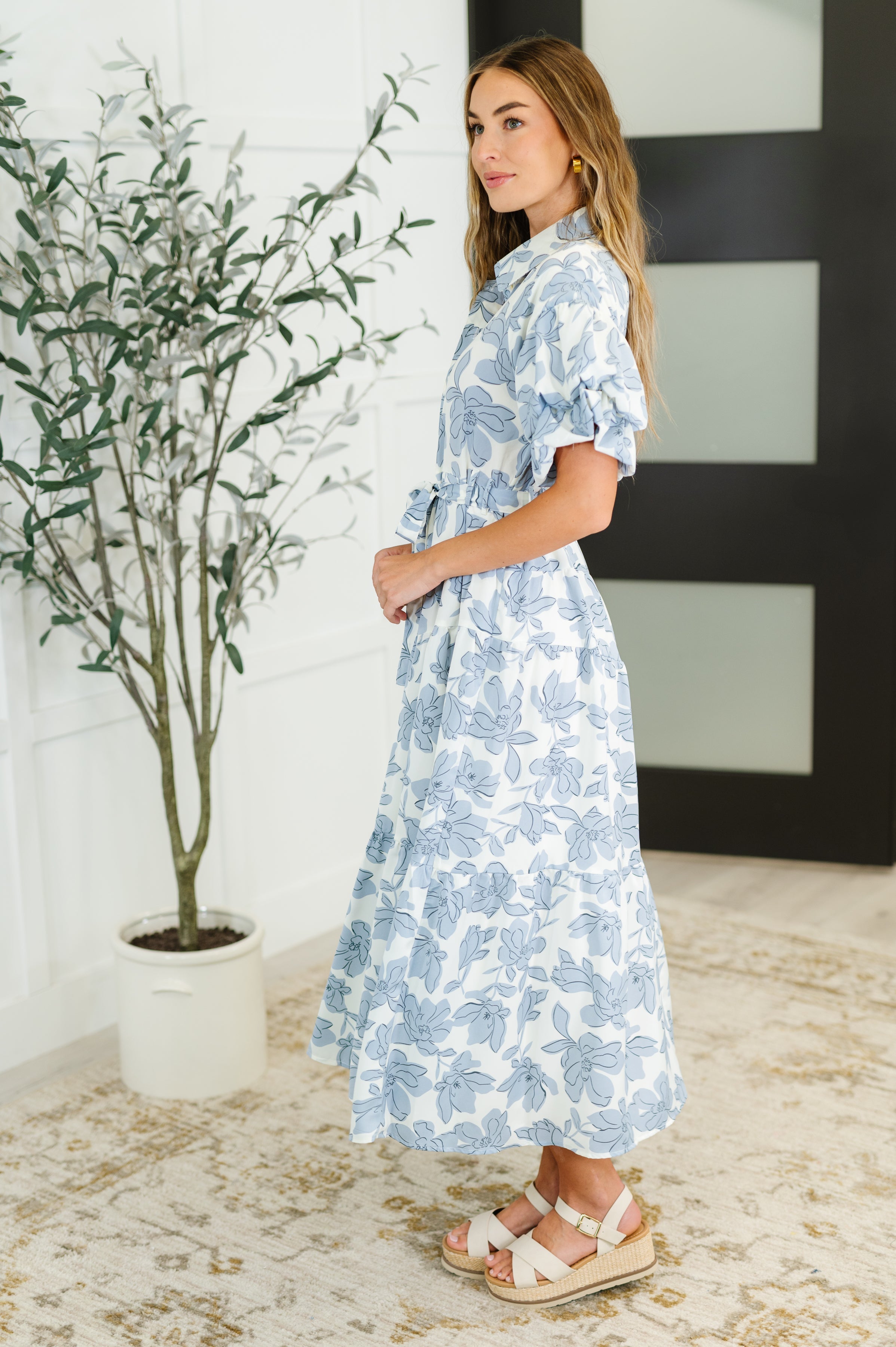 Polagram Budding Romance Collared Button-Down Dress Womens