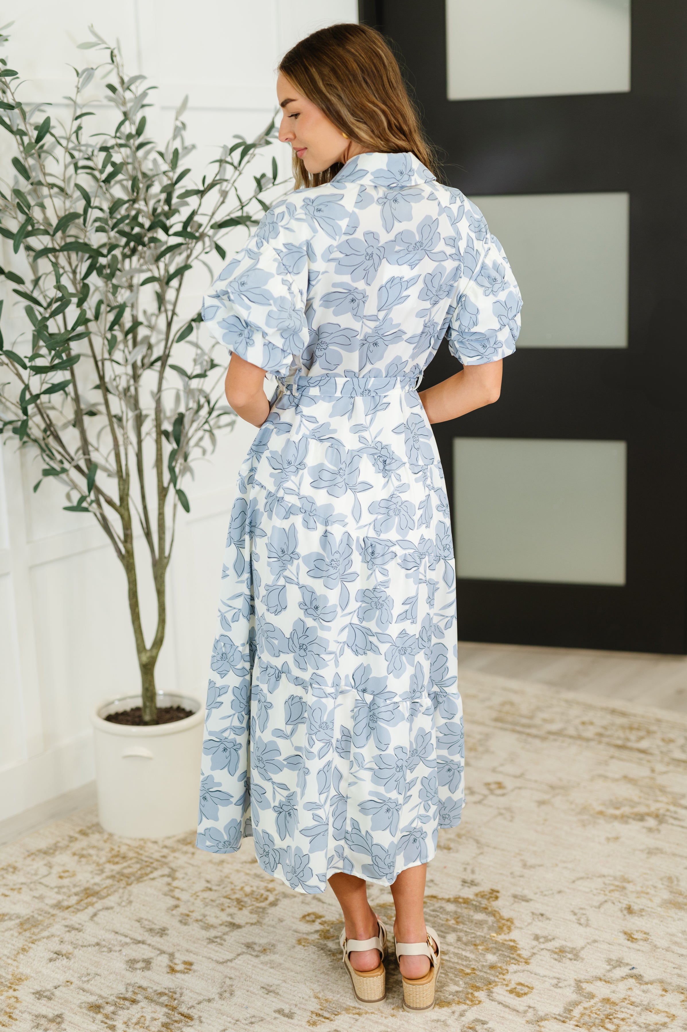 Polagram Budding Romance Collared Button-Down Dress Womens