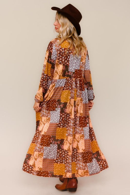 Haptics Sienna Fit & Flare Patchwork Midi Dress