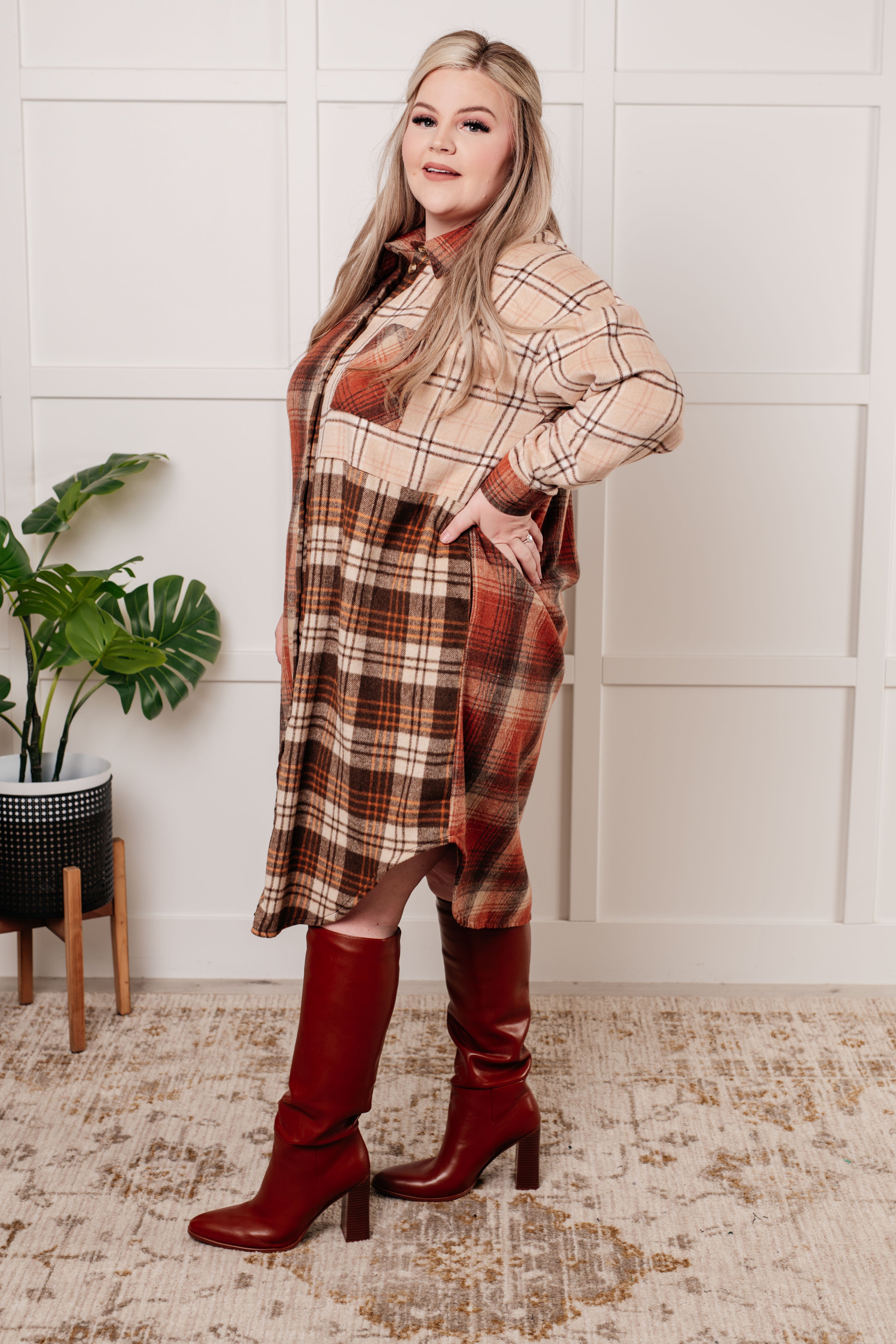 Haptics Cabin Fever Flannel Plaid Oversized Shacket Layers