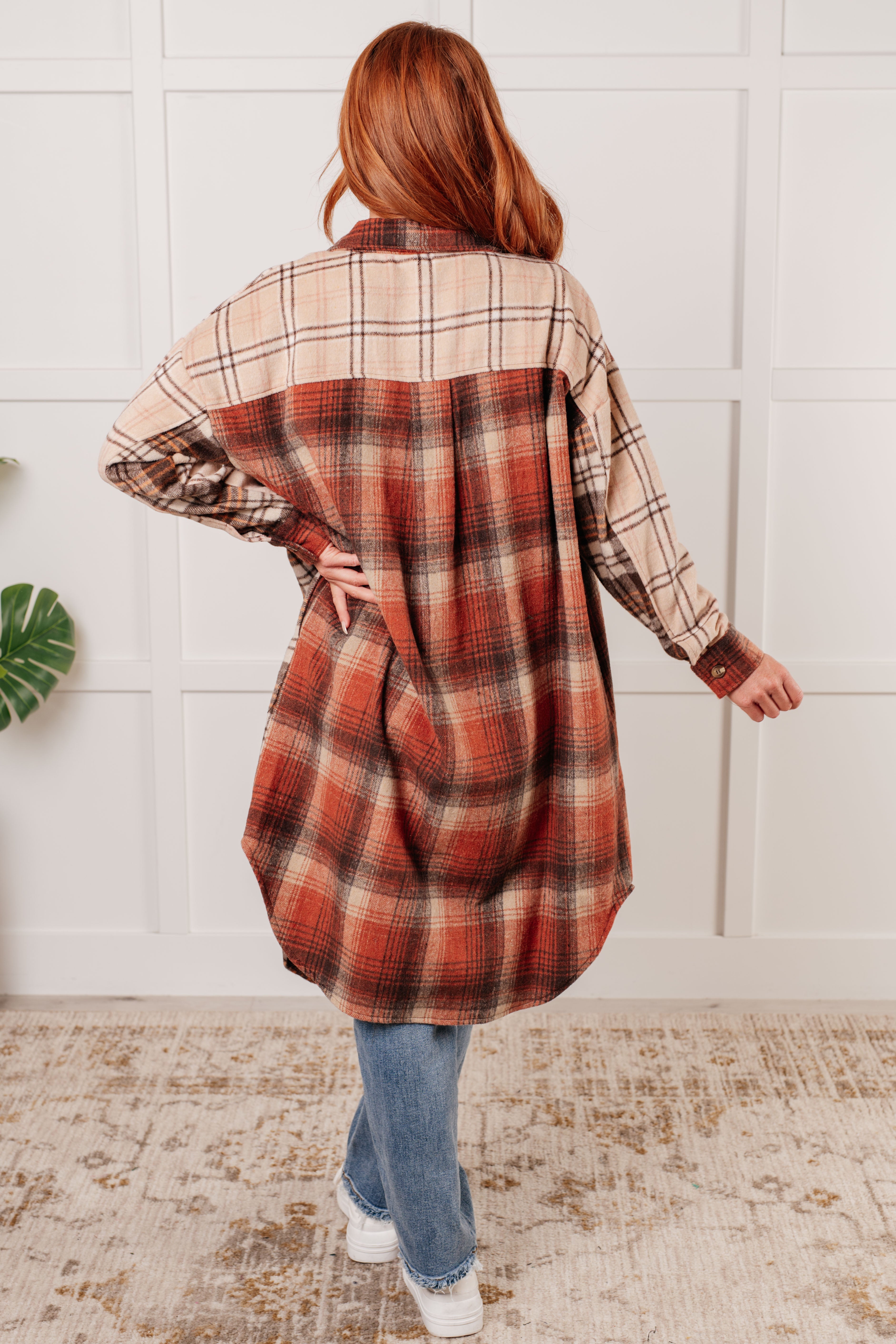 Haptics Cabin Fever Flannel Plaid Oversized Shacket Layers