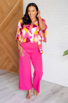 Dear Scarlett Magic Wide Leg Crop Pants in Hot Pink Bottoms