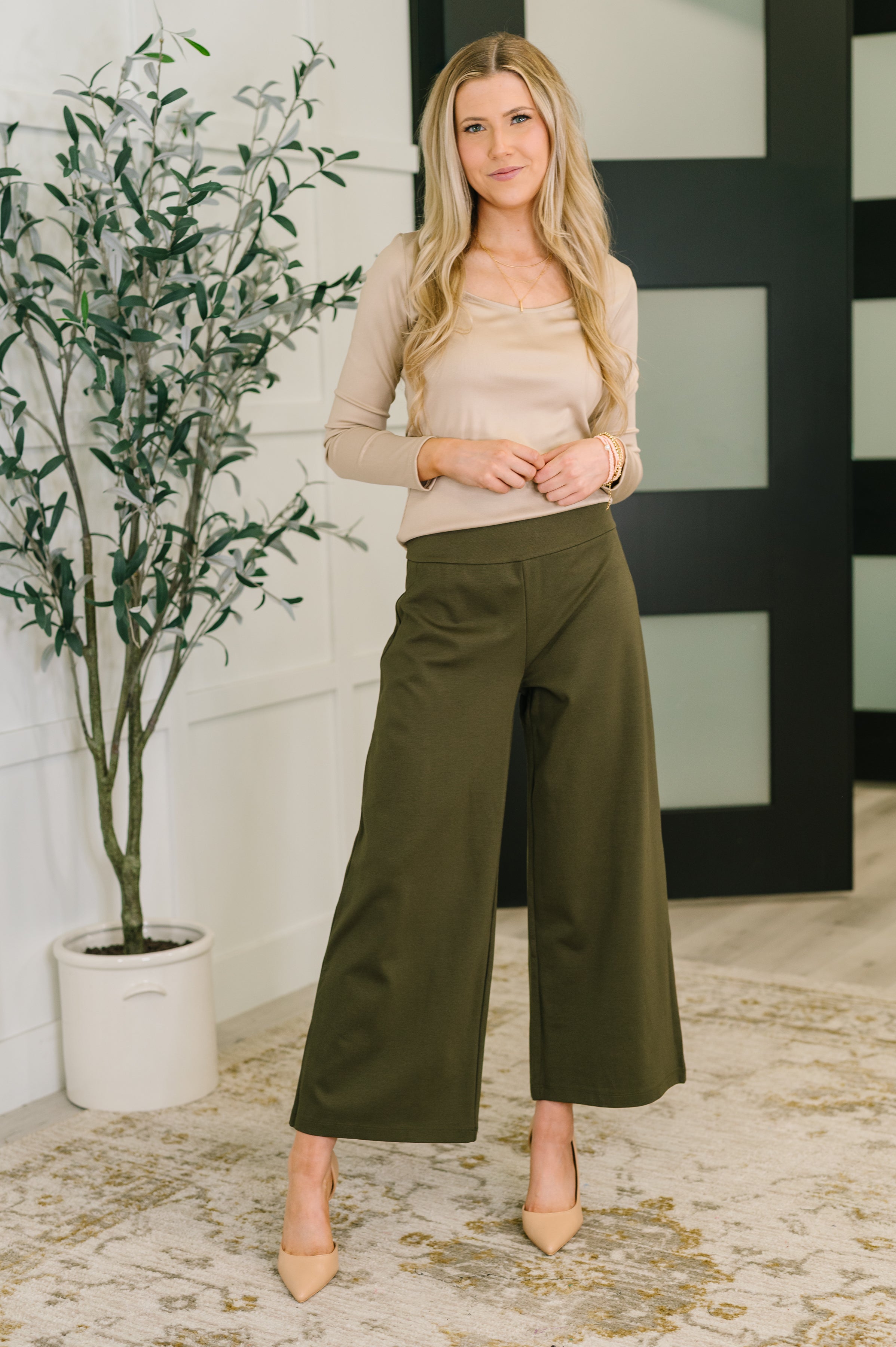 Haptics Can You Believe It Basic Ribbed Long Sleeve Top In Sand Womens