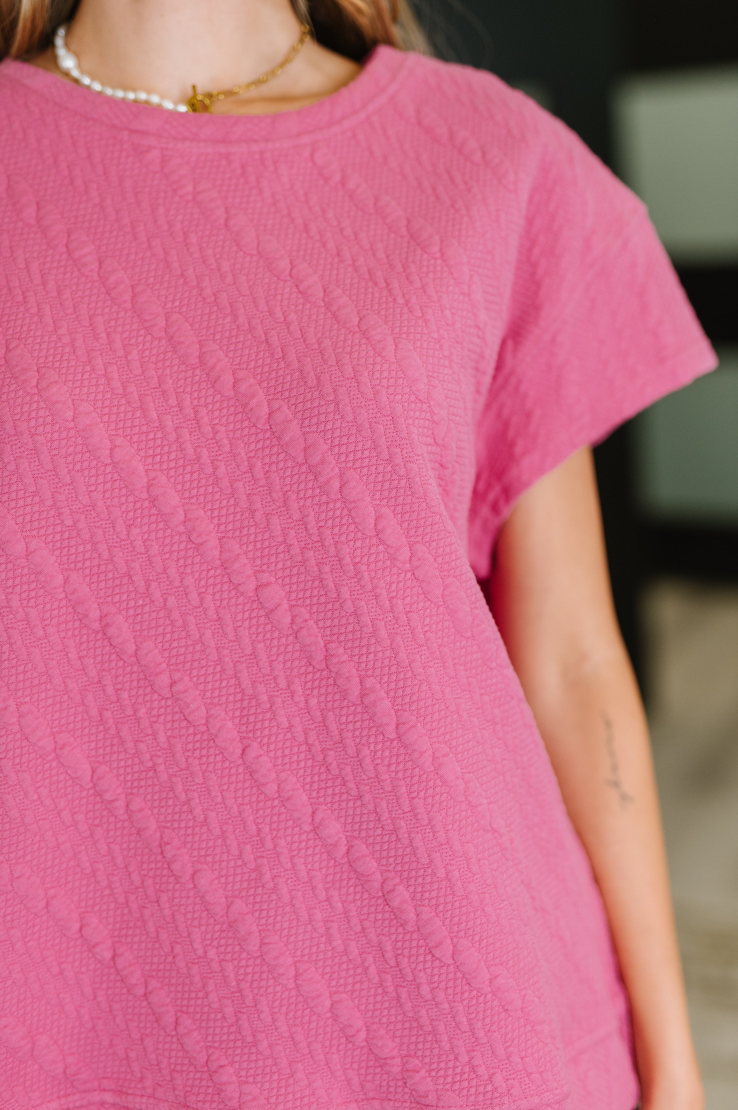 See and be Seen Can't Quit You Drop Shoulder Top in Magenta Womens