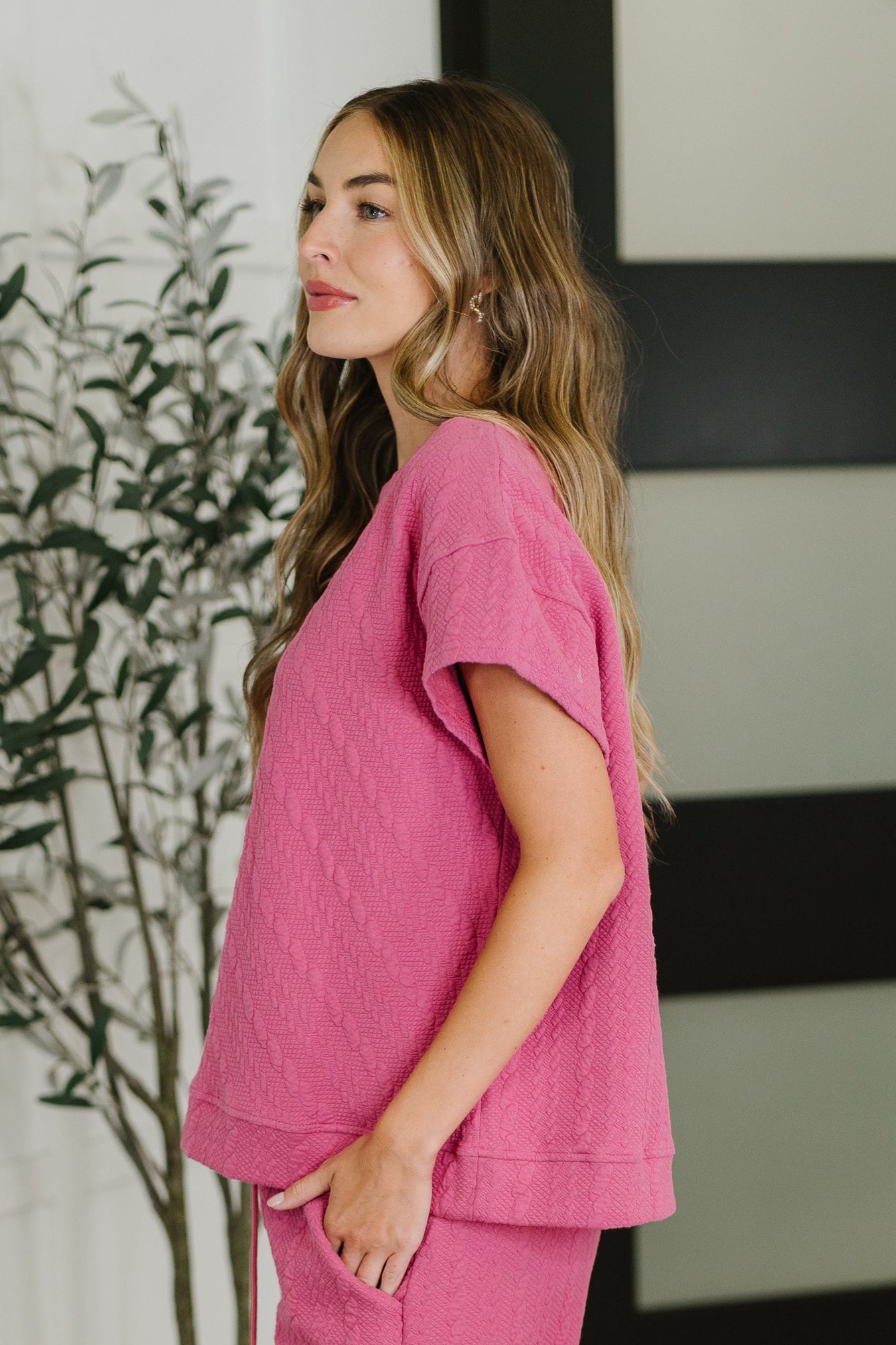 See and be Seen Can't Quit You Drop Shoulder Top in Magenta Womens