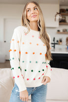 Jodifl Candy Buttons Pom Detail Ivory Sweater Shirts & Tops