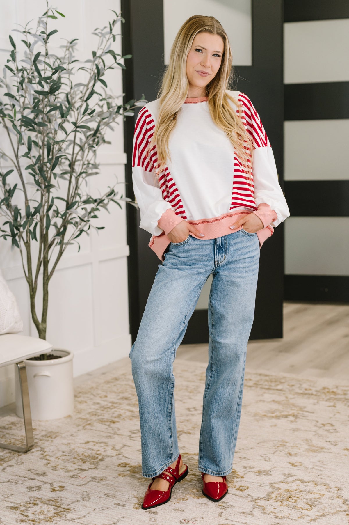 One Eleven North Candy Stripes & Chill Sweatshirt Womens
