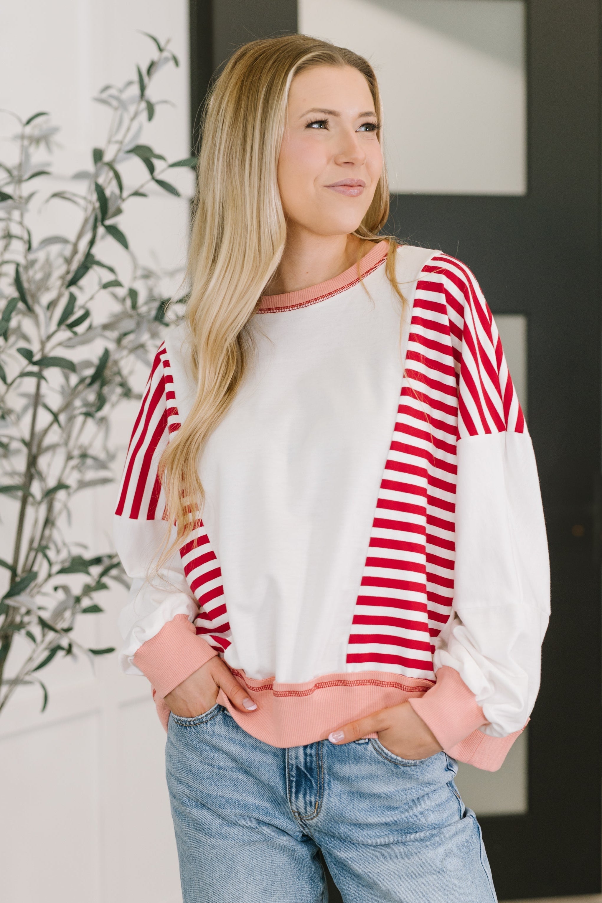 One Eleven North Candy Stripes & Chill Sweatshirt Womens