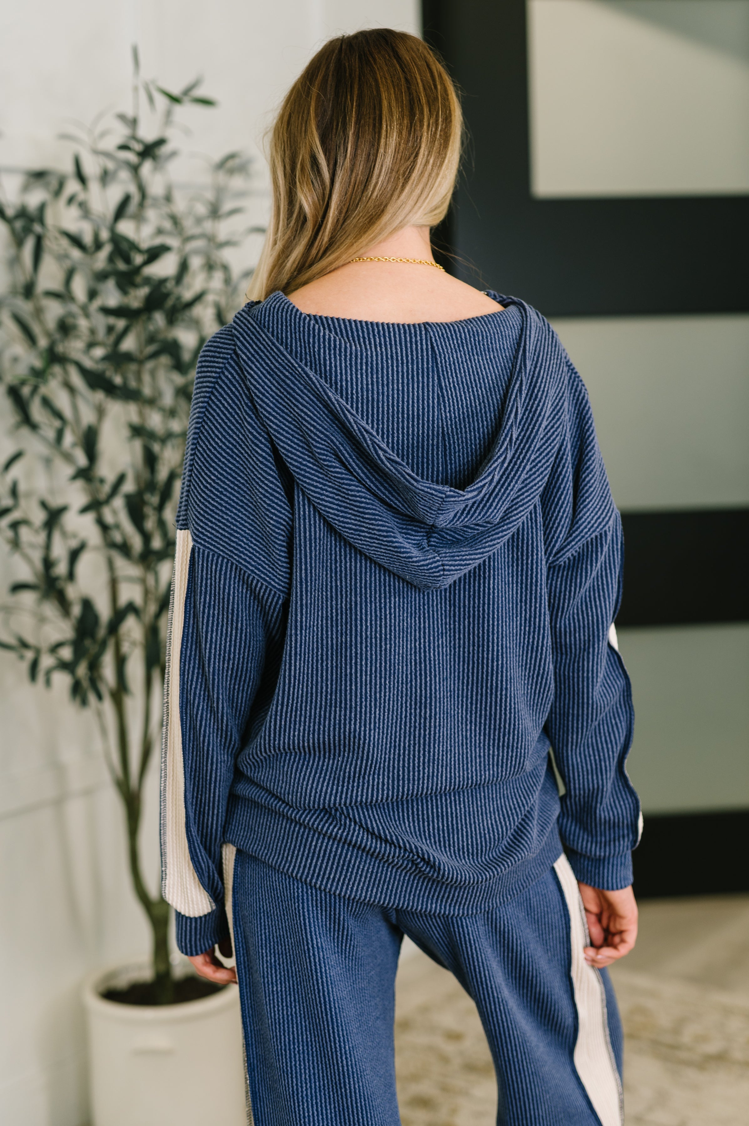 Heimish Certified Chiller Contrast Stripe Hoodie in Navy Womens