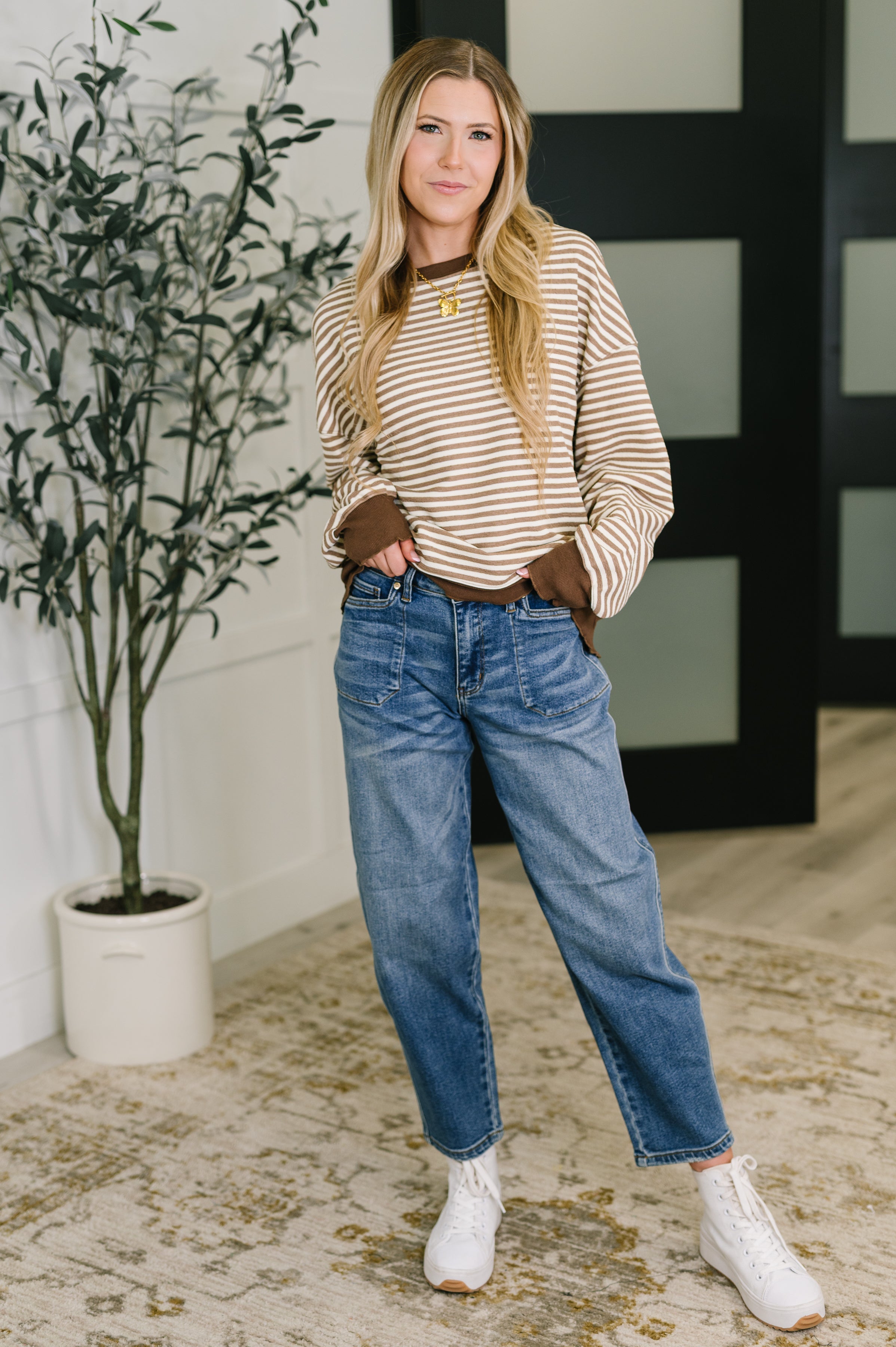 One Eleven North Cocoa Lane Stripe Top Womens