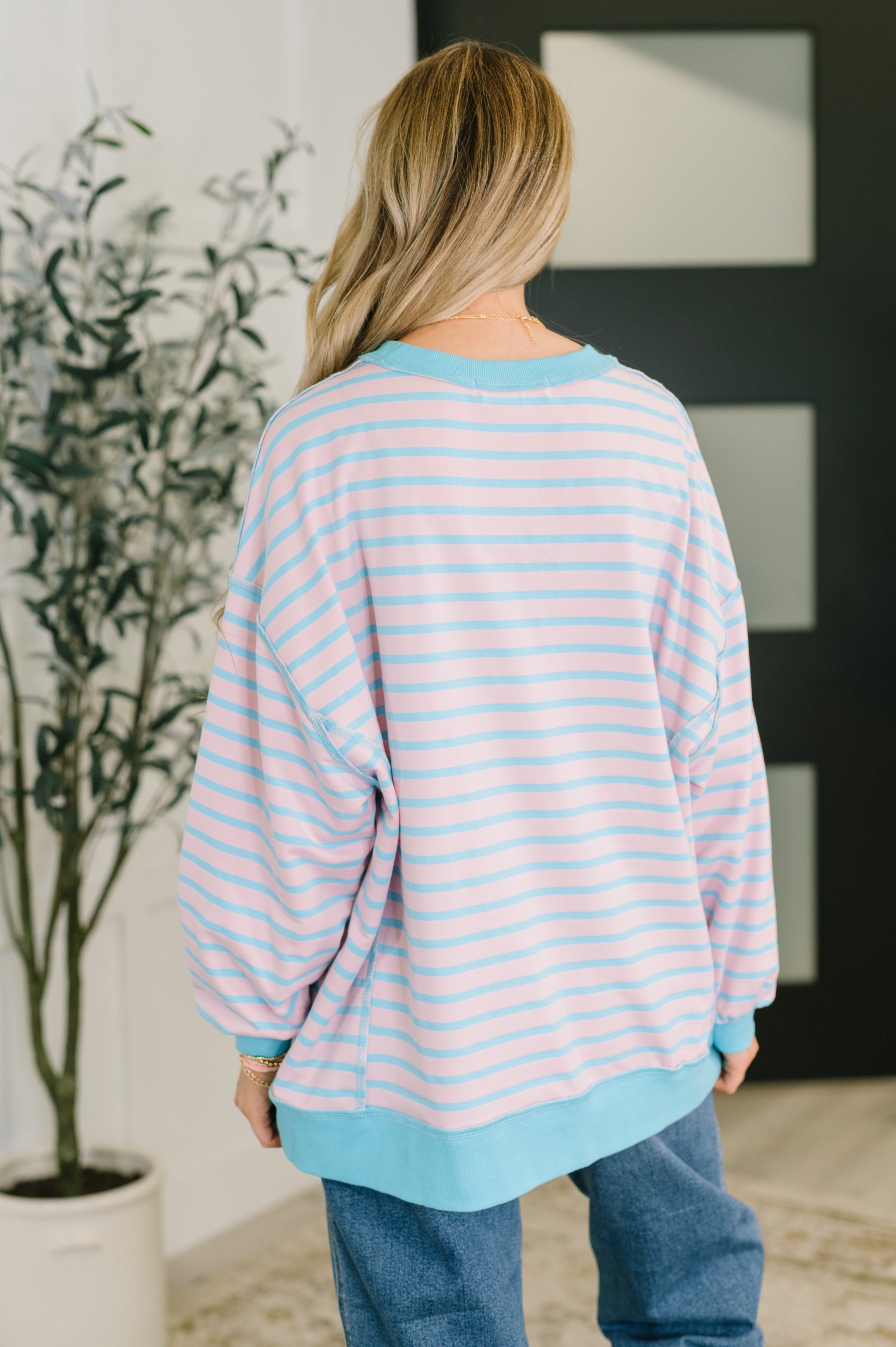 One Eleven North Color Clash Drop Shoulder Long Sleeve Womens