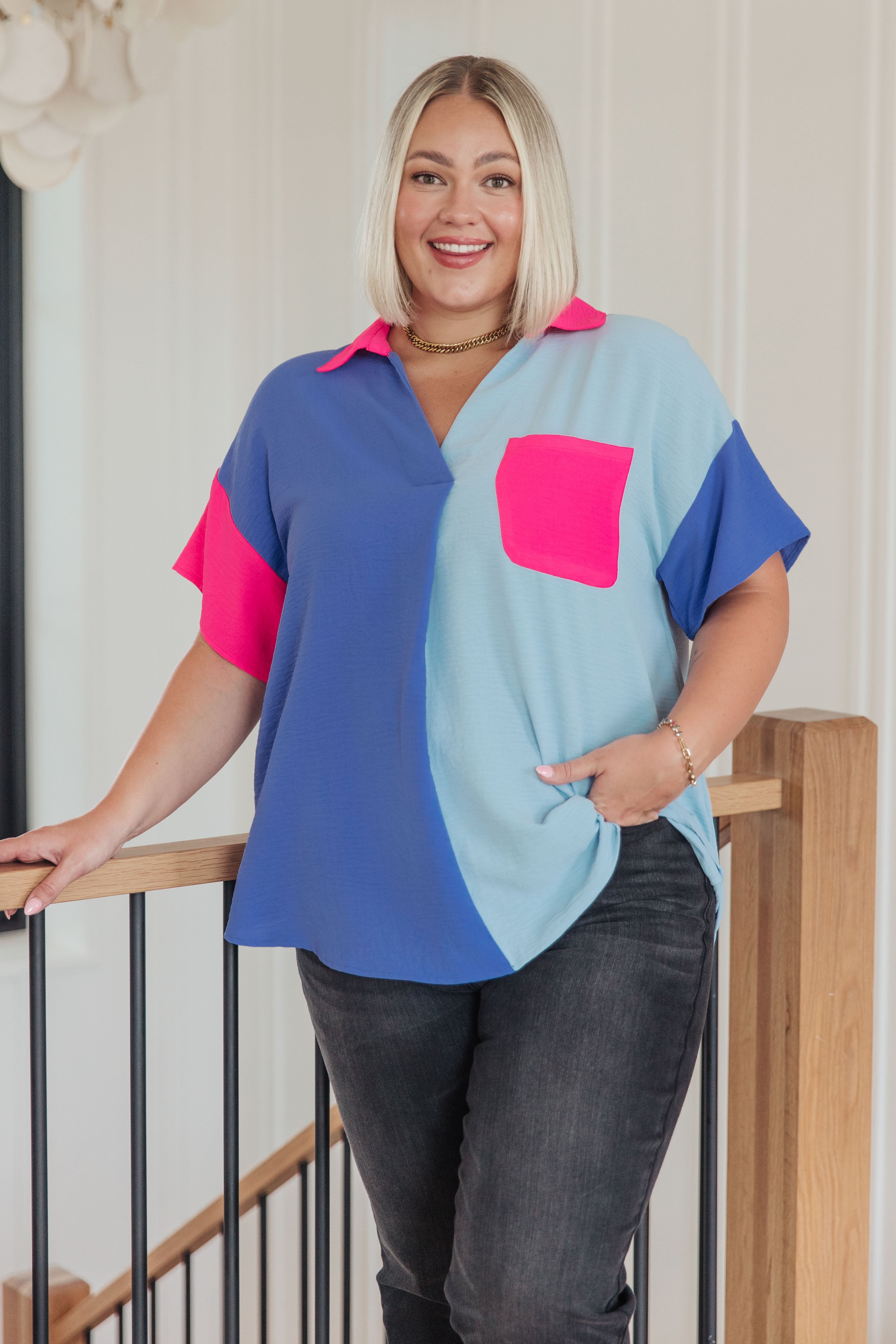 Jodifl Color Me Cool Color Block Top Tops
