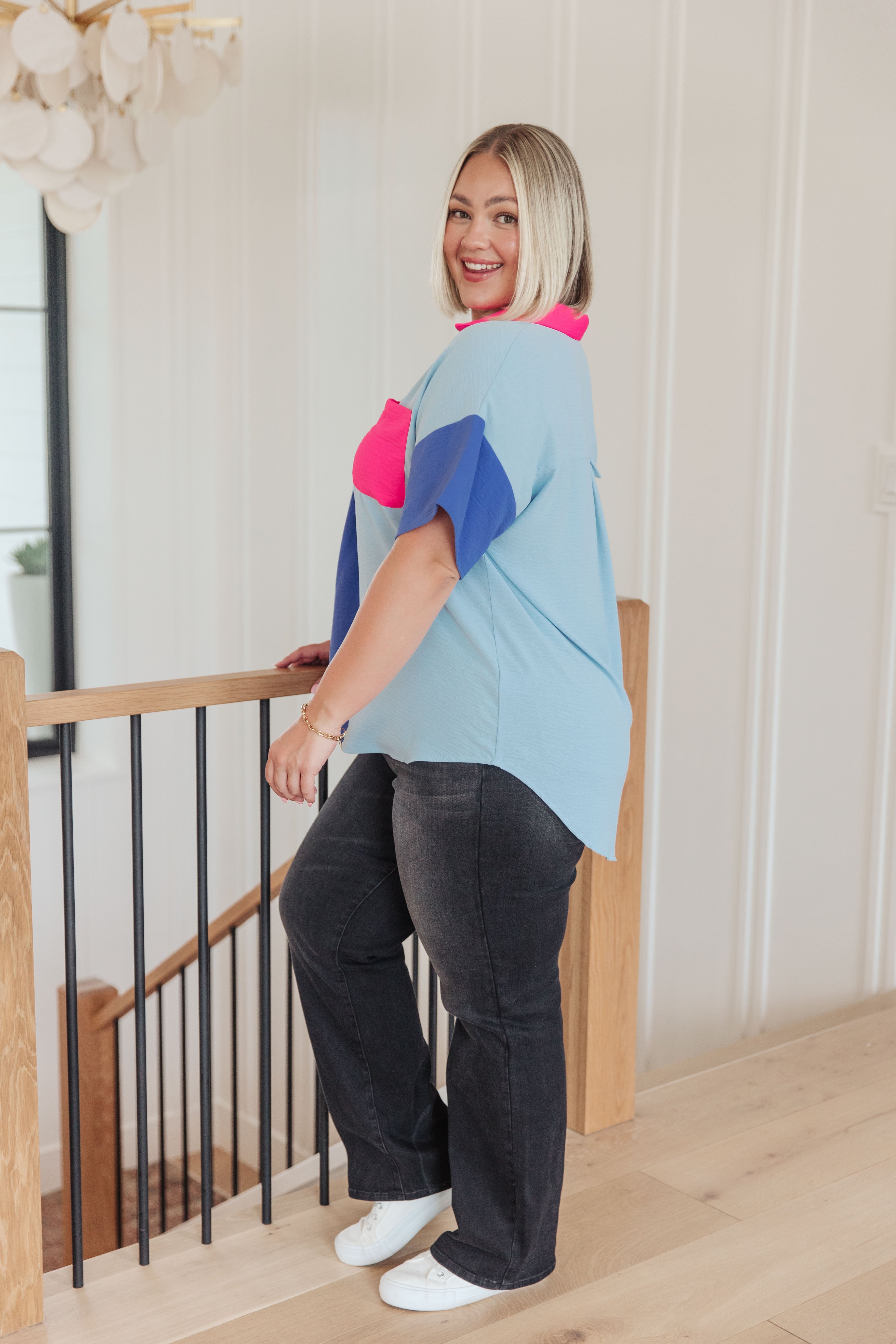 Jodifl Color Me Cool Color Block Top Tops