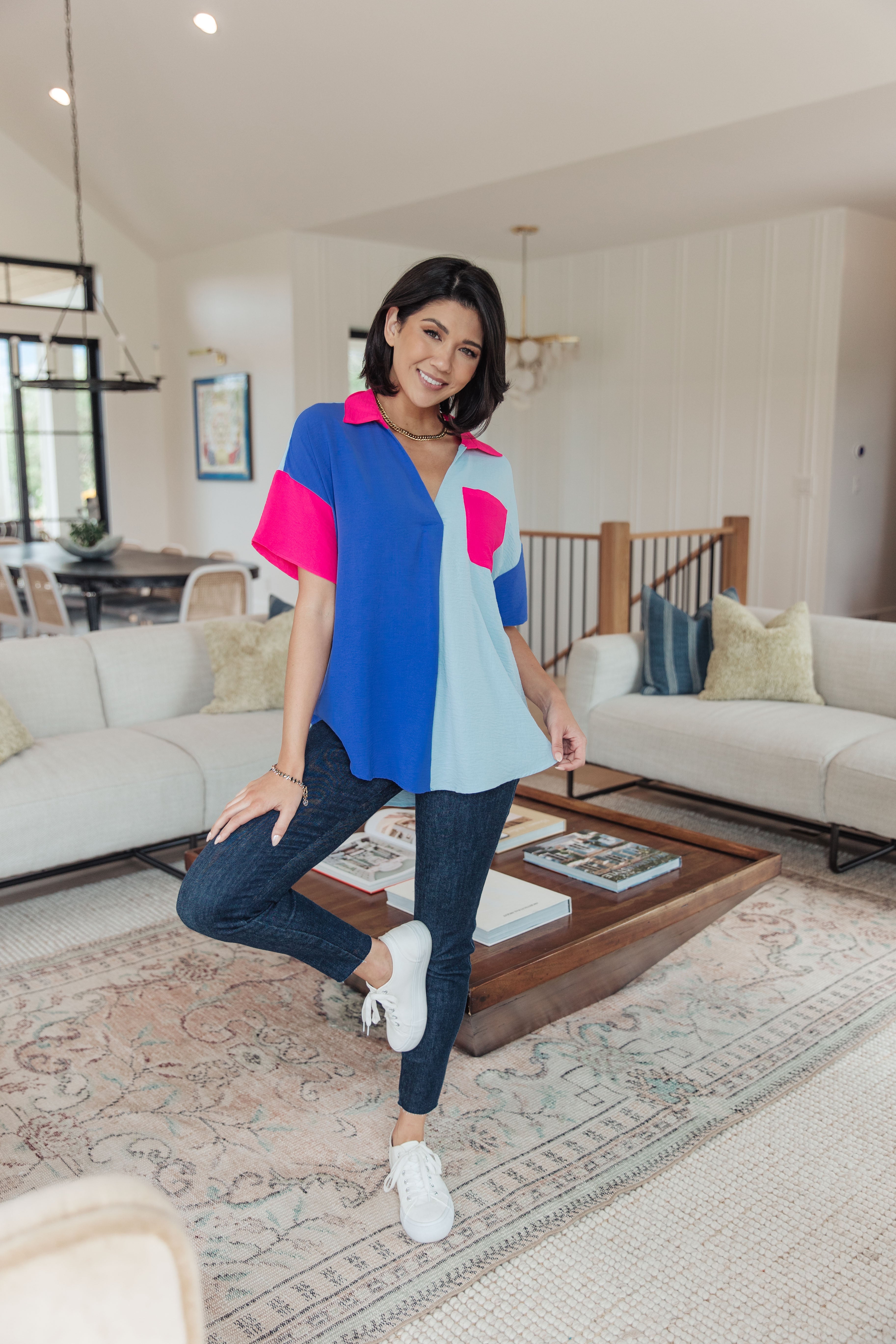 Jodifl Color Me Cool Color Block Top Tops