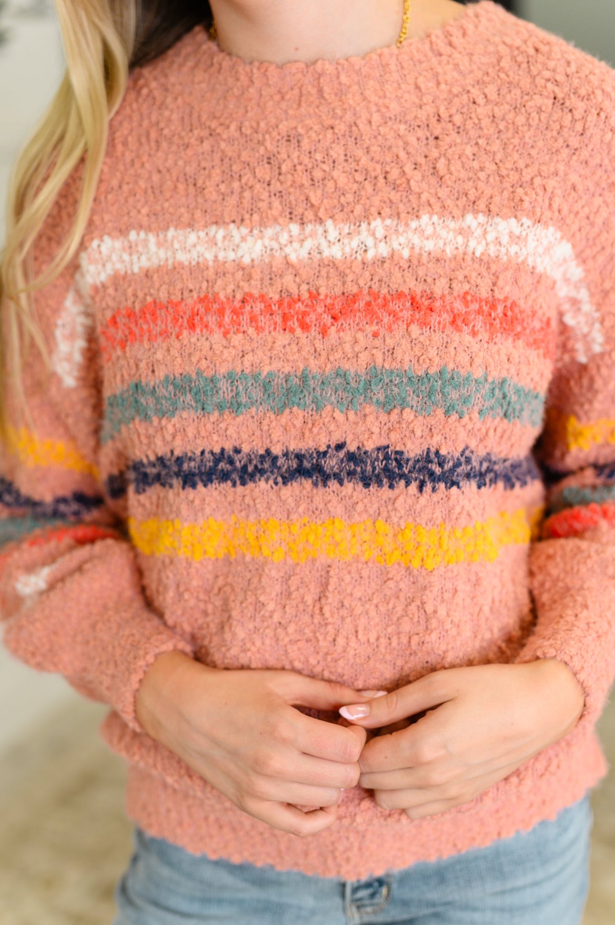 Bluivy Color Me Cute Fuzzy Knit Pullover Womens