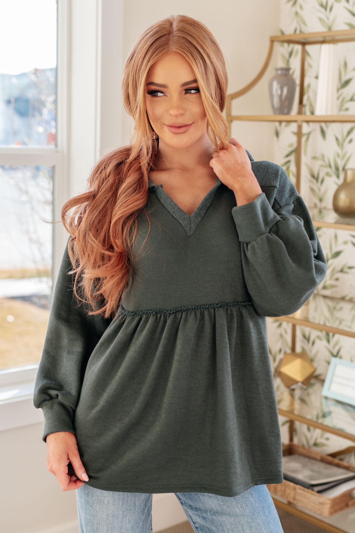 7th Ray She's Not Wrong Hooded V-Neck Pullover Tops