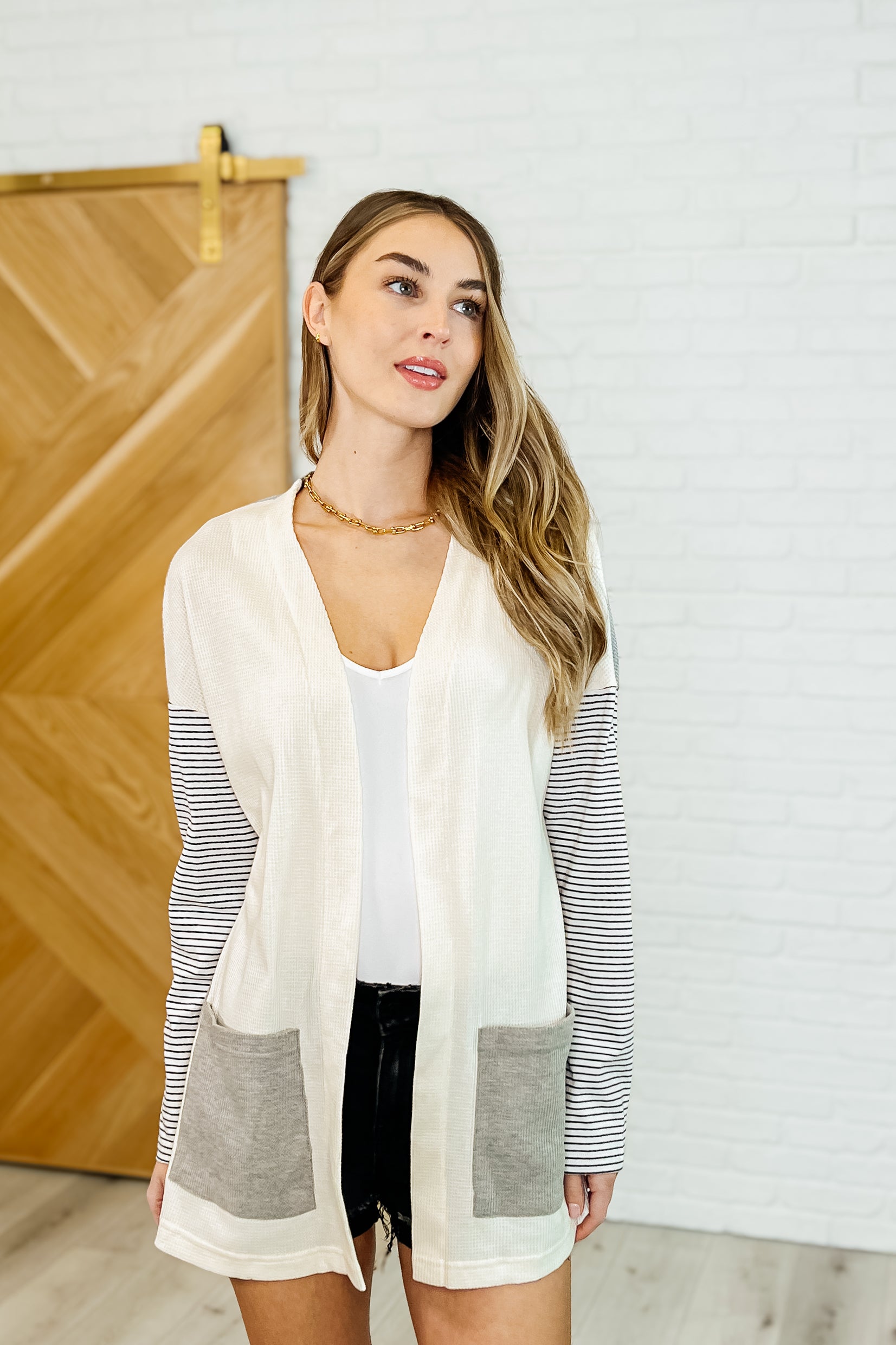 One Eleven North Consider it So Color Block Cardigan Womens