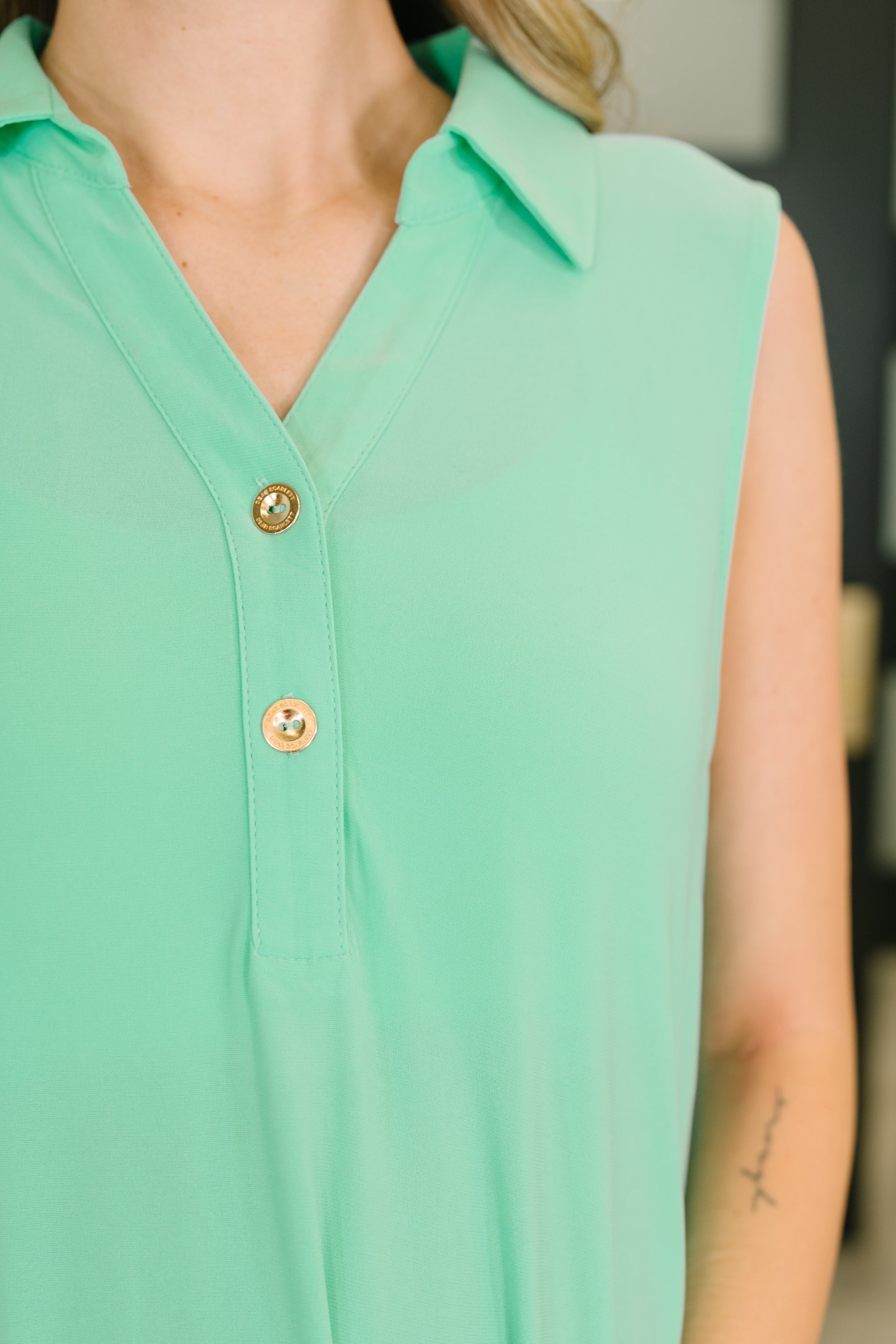 Dear Scarlett Coral Sands Collared Tank Dress in Aqua Mint Womens