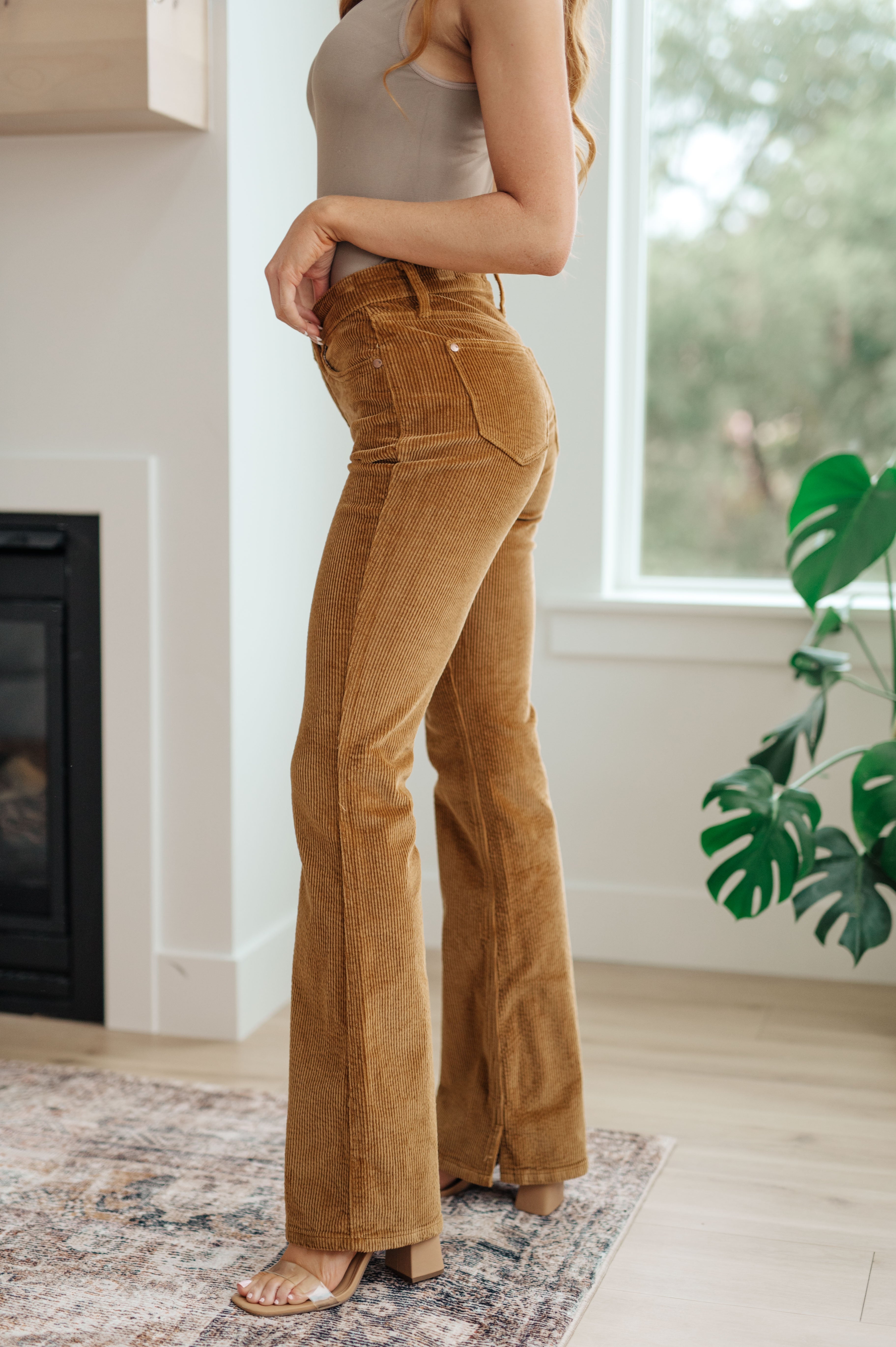 Judy Blue Cordelia Bootcut Corduroy Pants in Camel Womens