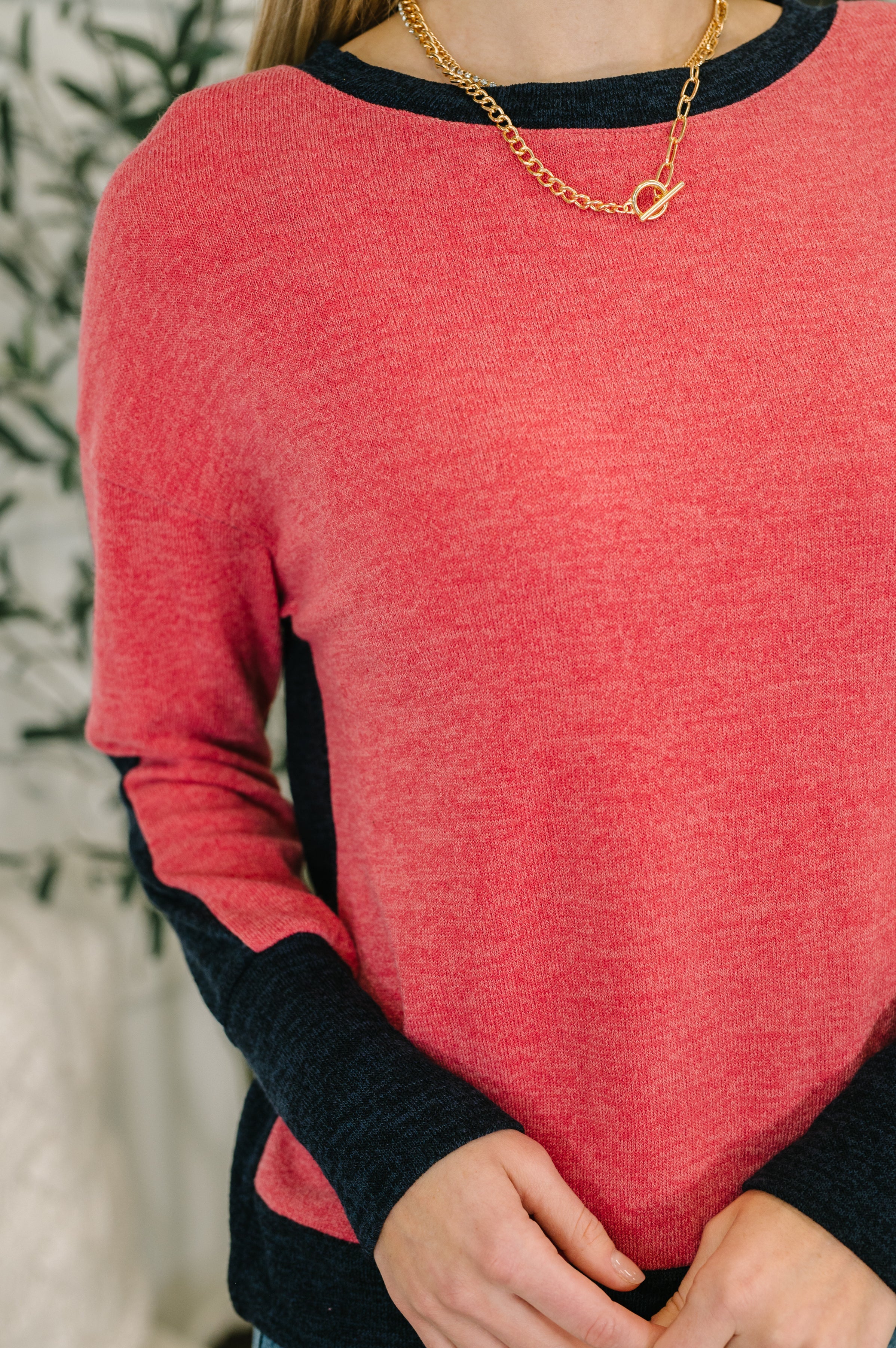 Emerald Couldn't Be Happier Color Block Long Sleeve Top Womens