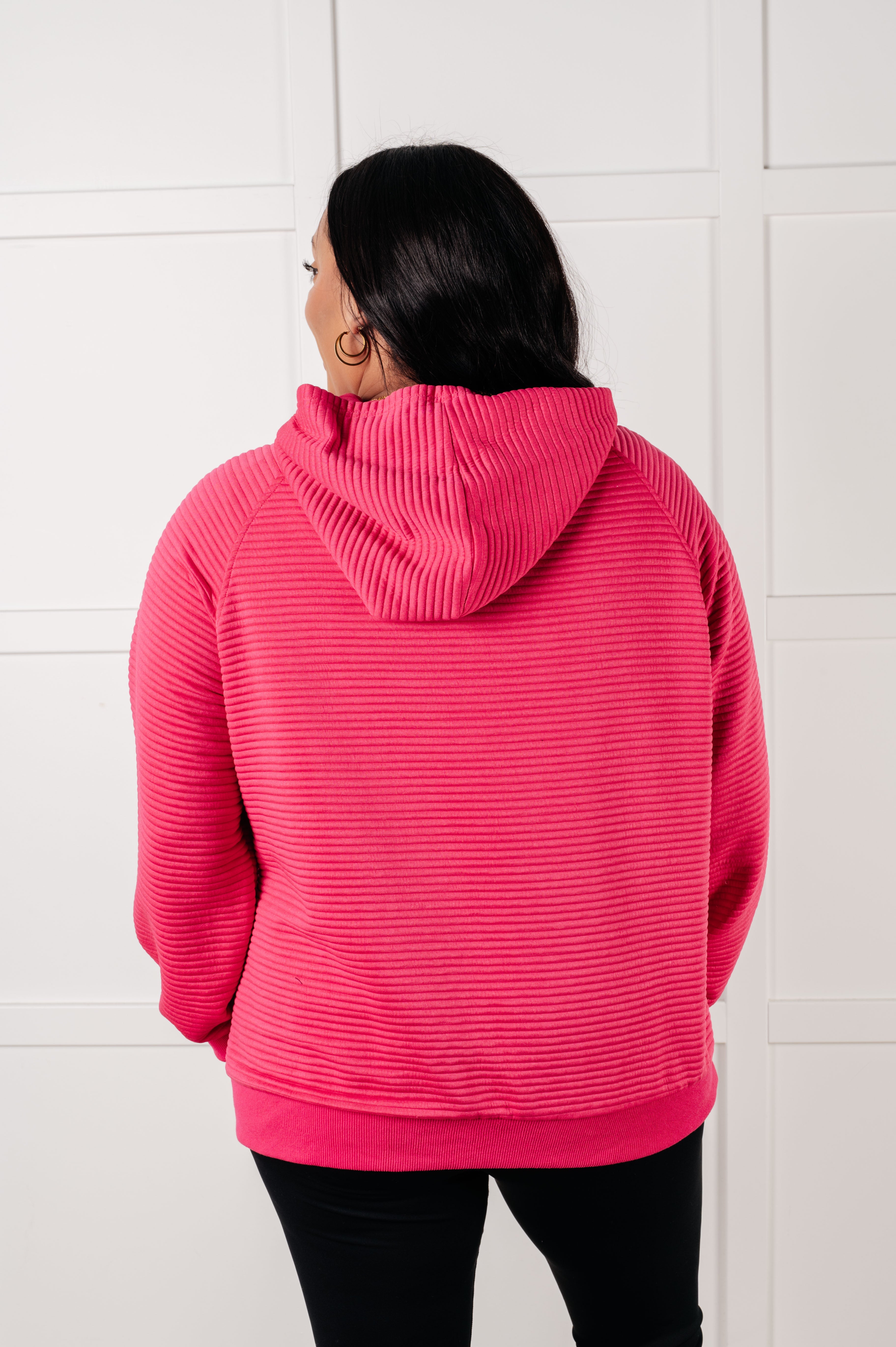 One Eleven North Crosswalk Textured Hoodie in Rose Tops
