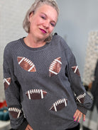 Preorder Ruby Idol Sequin Football Patch Corduroy Sweatshirt Shirts & Tops