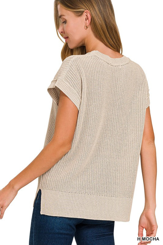 Zenana Dark Green Oversized Crew Neck Sweater