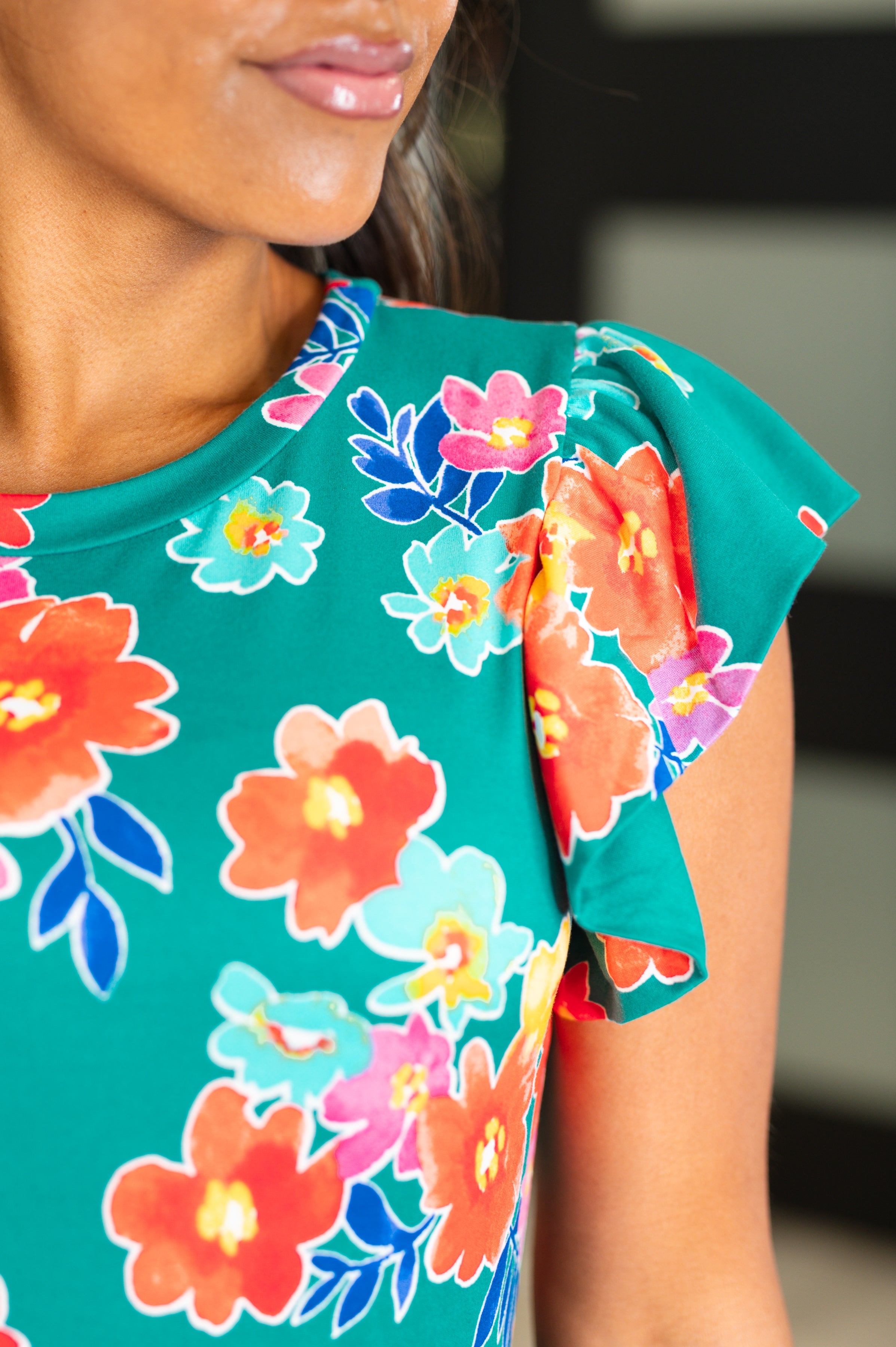 Haptics Daisy Me Rollin' Flutter Sleeve Dress Womens