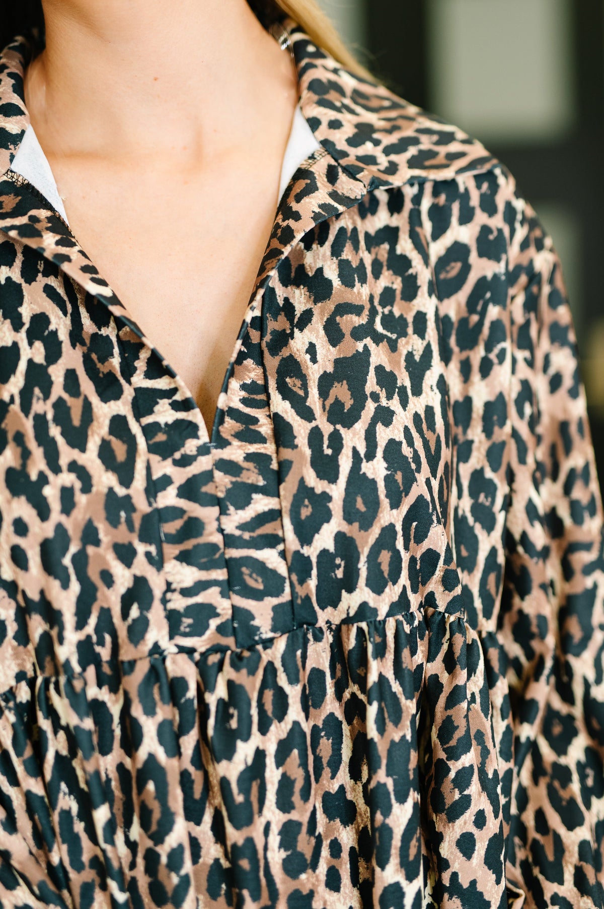 Haptics Darlin' If You Don't Mind Babydoll Leopard Print Dress Womens