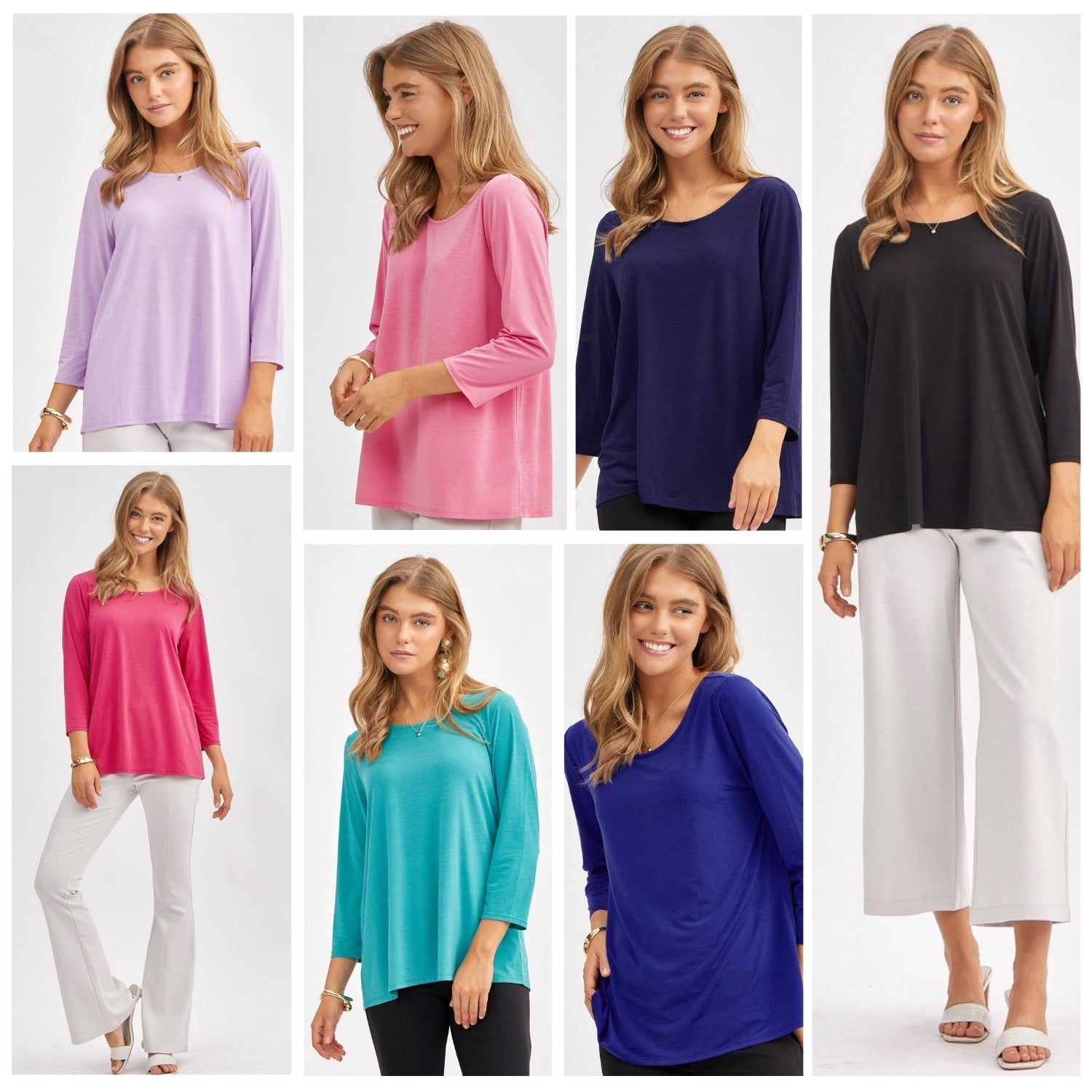 Dear Scarlett Signature Classic Round Neck Top- 6 colors Womens