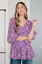 Dear Scarlett Dearest Dreamer Peplum Top in Painted Purple Tops