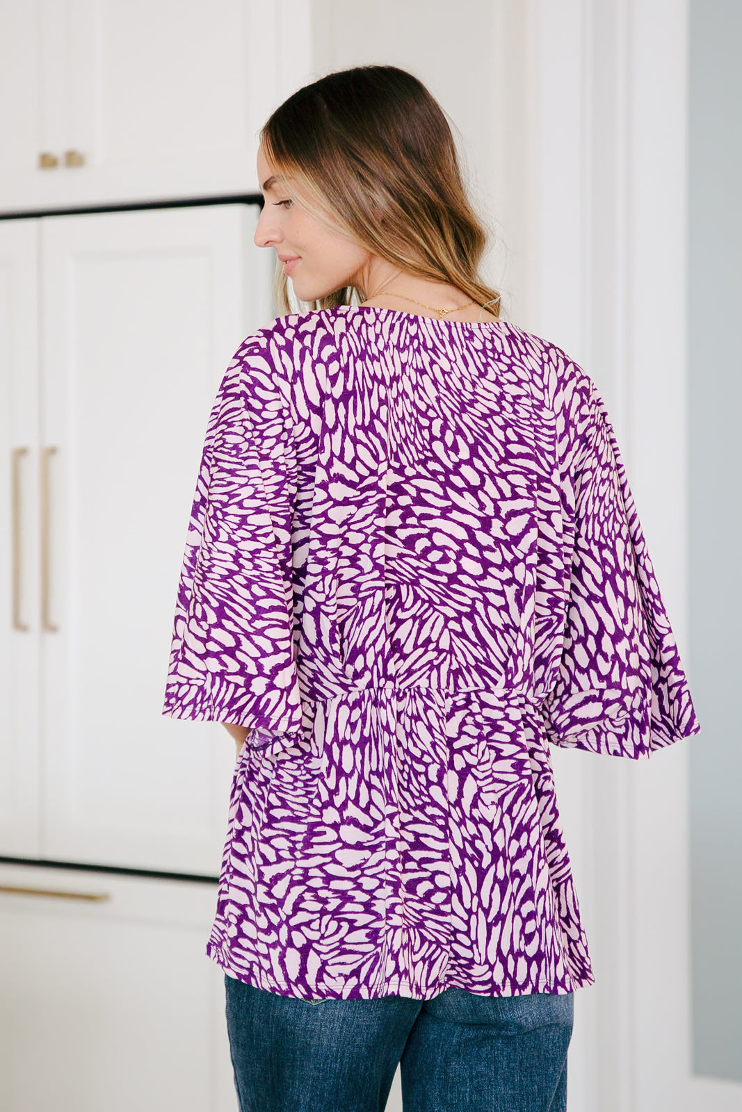 Dear Scarlett Dearest Dreamer Peplum Top in Painted Purple Tops