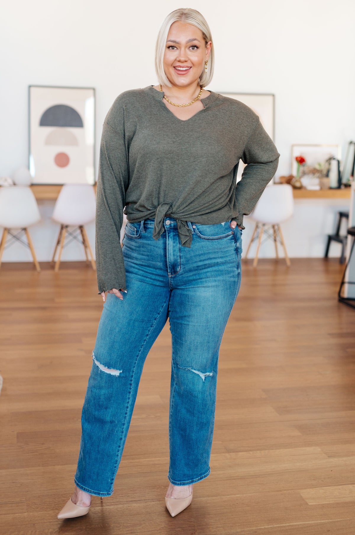 Sew In Love Don't Be Careless Ribbed Knit Top Tops