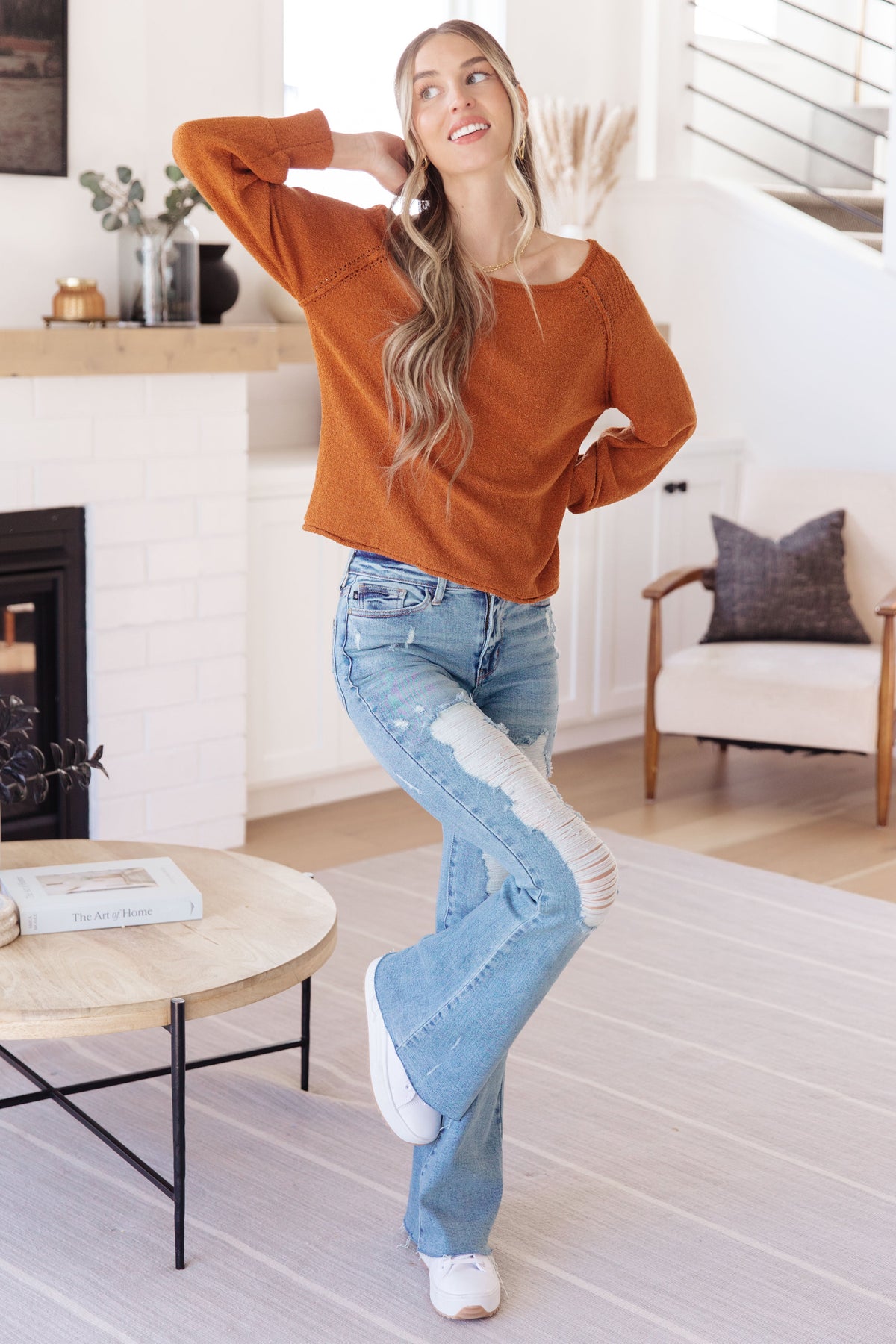One Eleven North Don't Be Difficult Rust Pullover Sweater Tops
