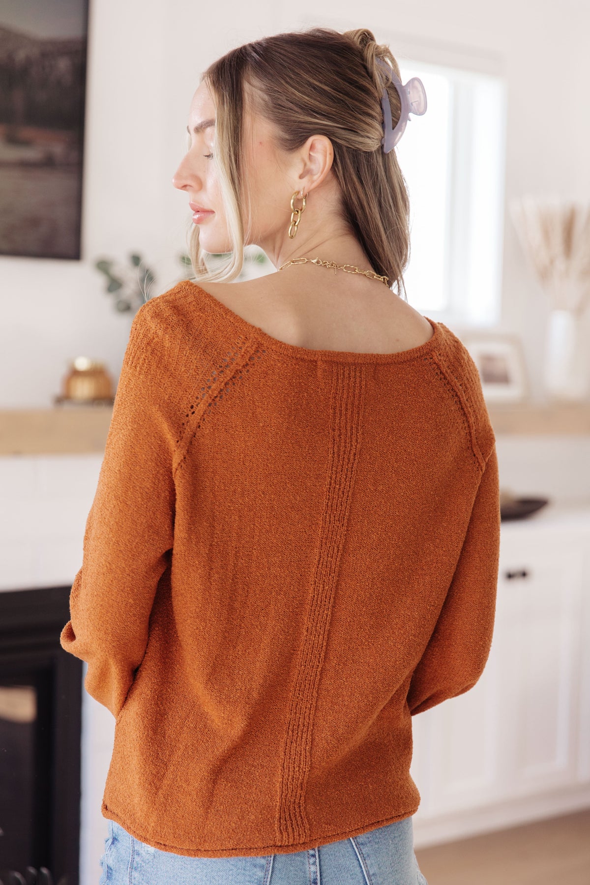 One Eleven North Don't Be Difficult Rust Pullover Sweater Tops