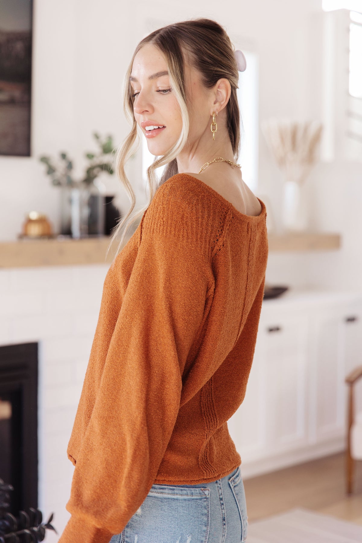 One Eleven North Don't Be Difficult Rust Pullover Sweater Tops
