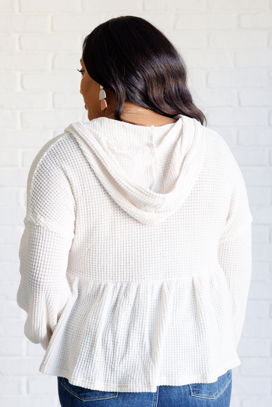 One Eleven North Don't Waffle About Waffle Knit Hoodie Tops