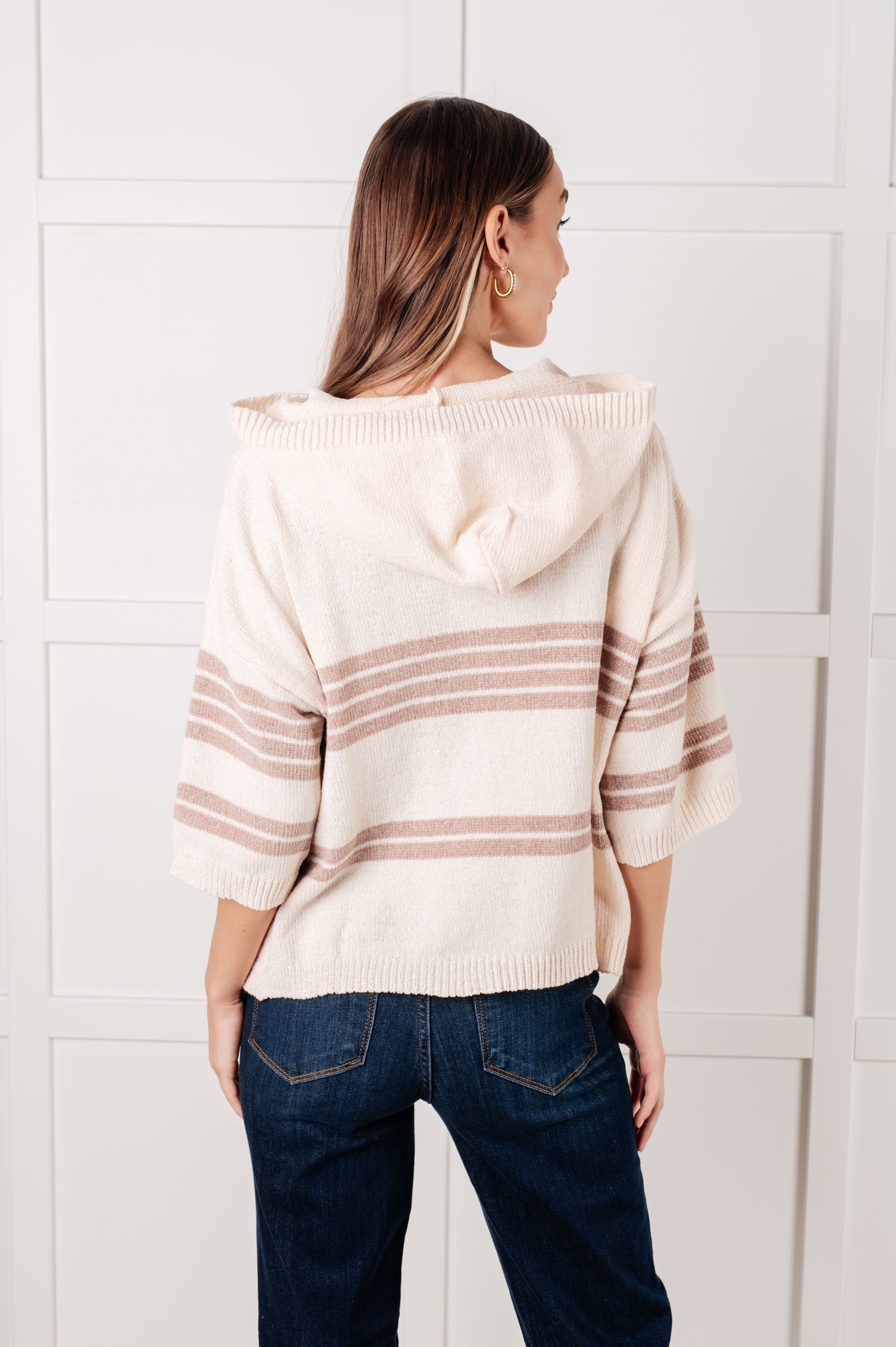 White Birch Don't Forget the Cold Foam Striped Hoodie Tops