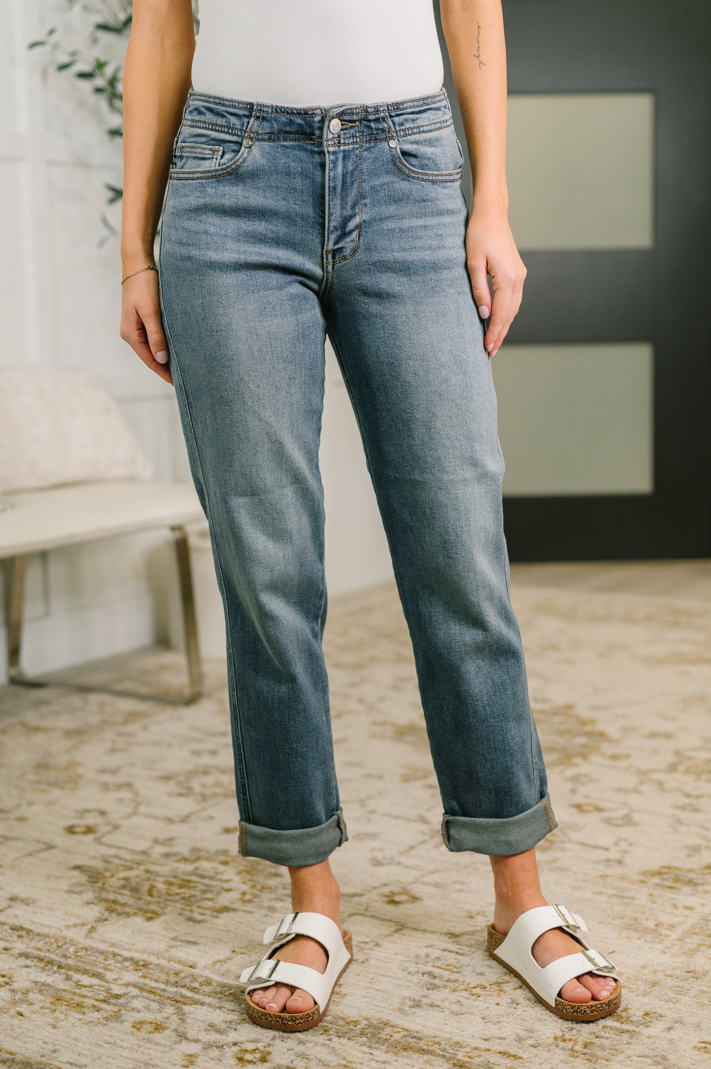 Doris Mid Rise Boyfriend with Adjustable Back Tab + Hollywood WB Womens