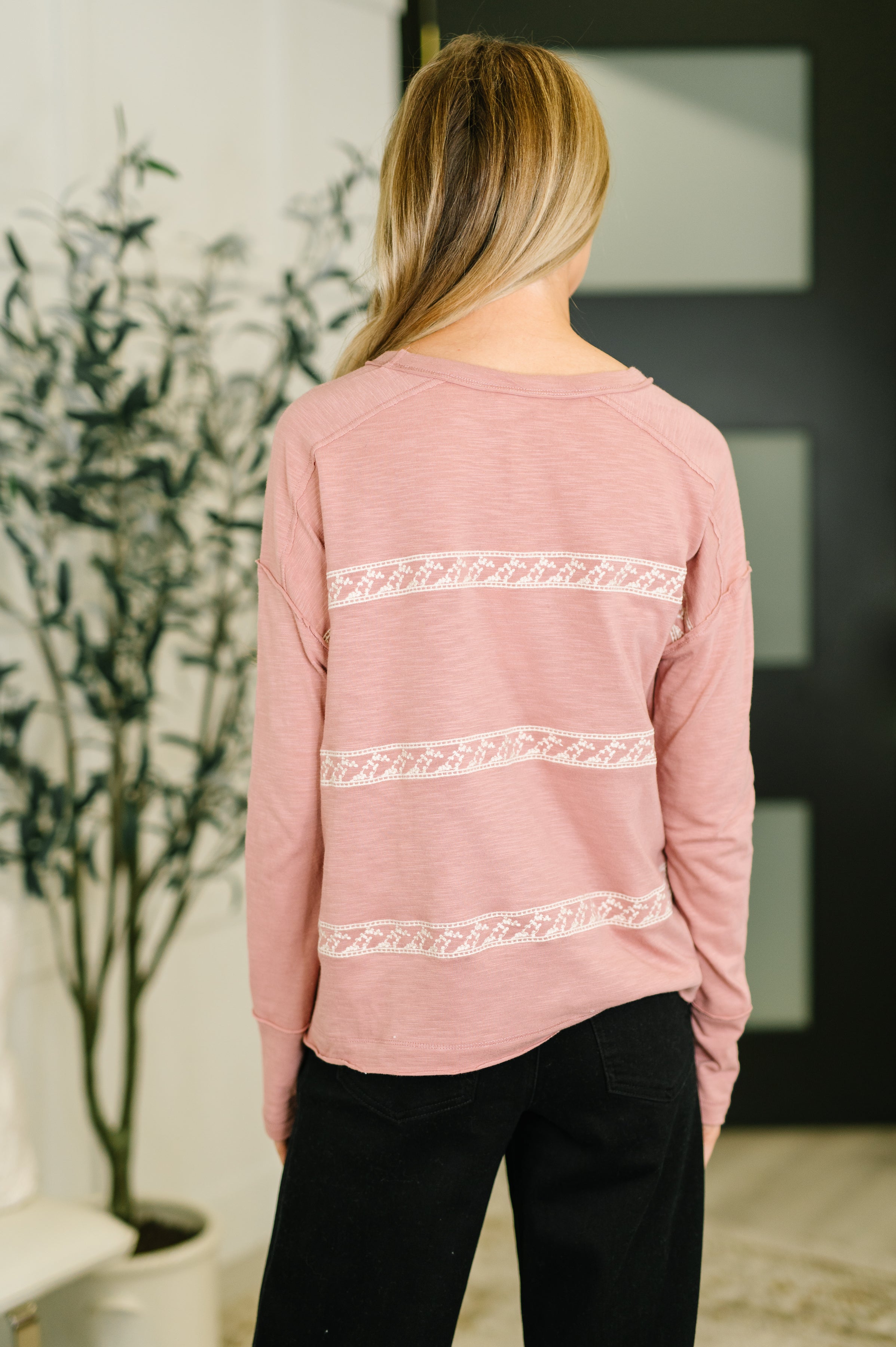 In Loom Down to Every Detail Drop Shoulder Long Sleeve in Dusty Rose Womens