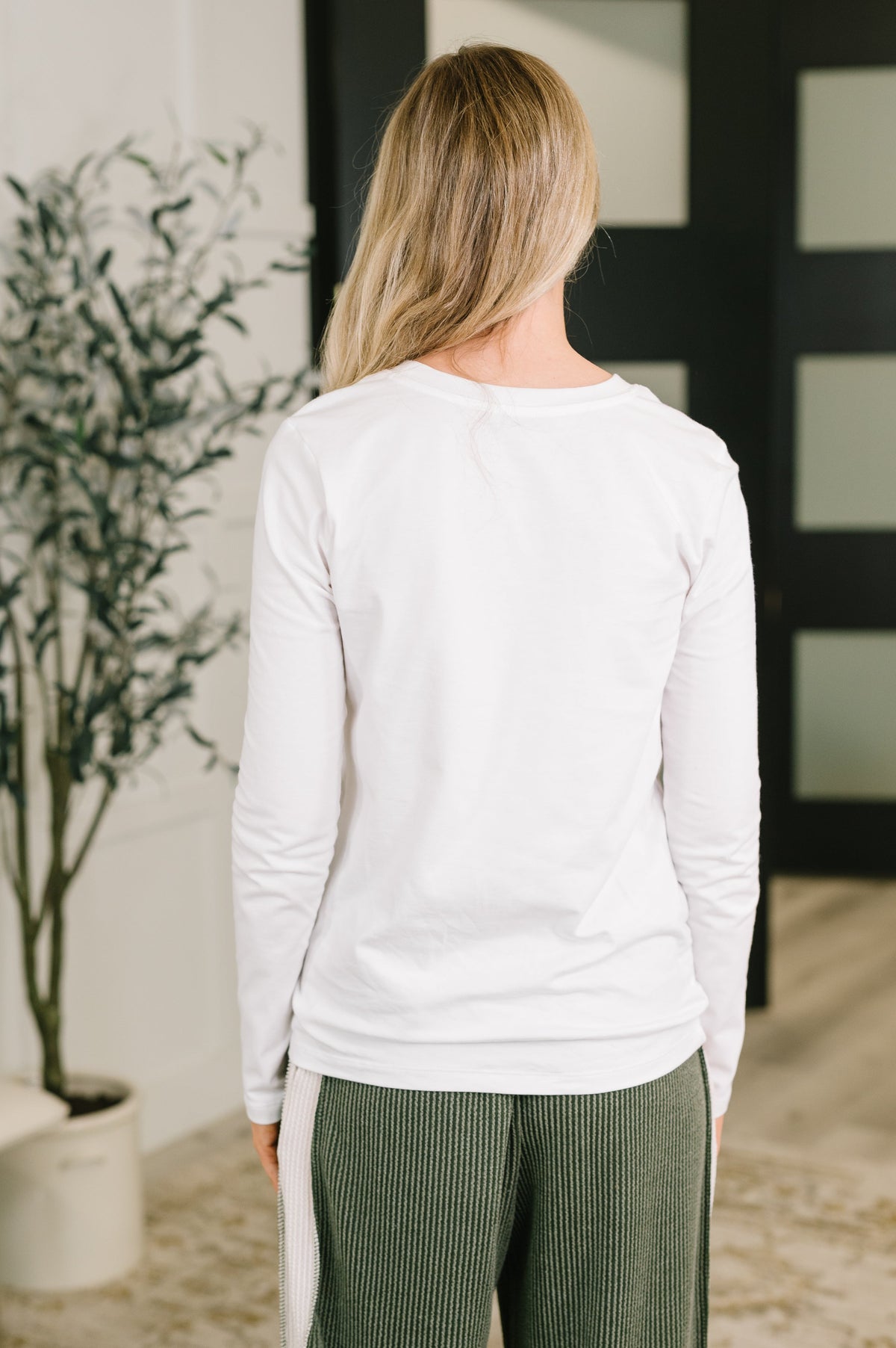 Down to the Basics Long Sleeve Top in White Womens