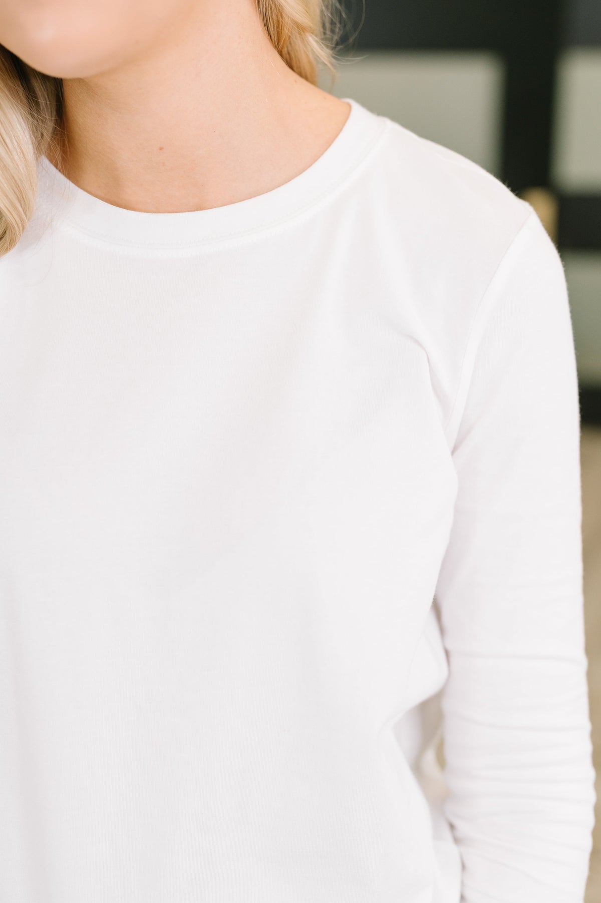 Down to the Basics Long Sleeve Top in White Womens