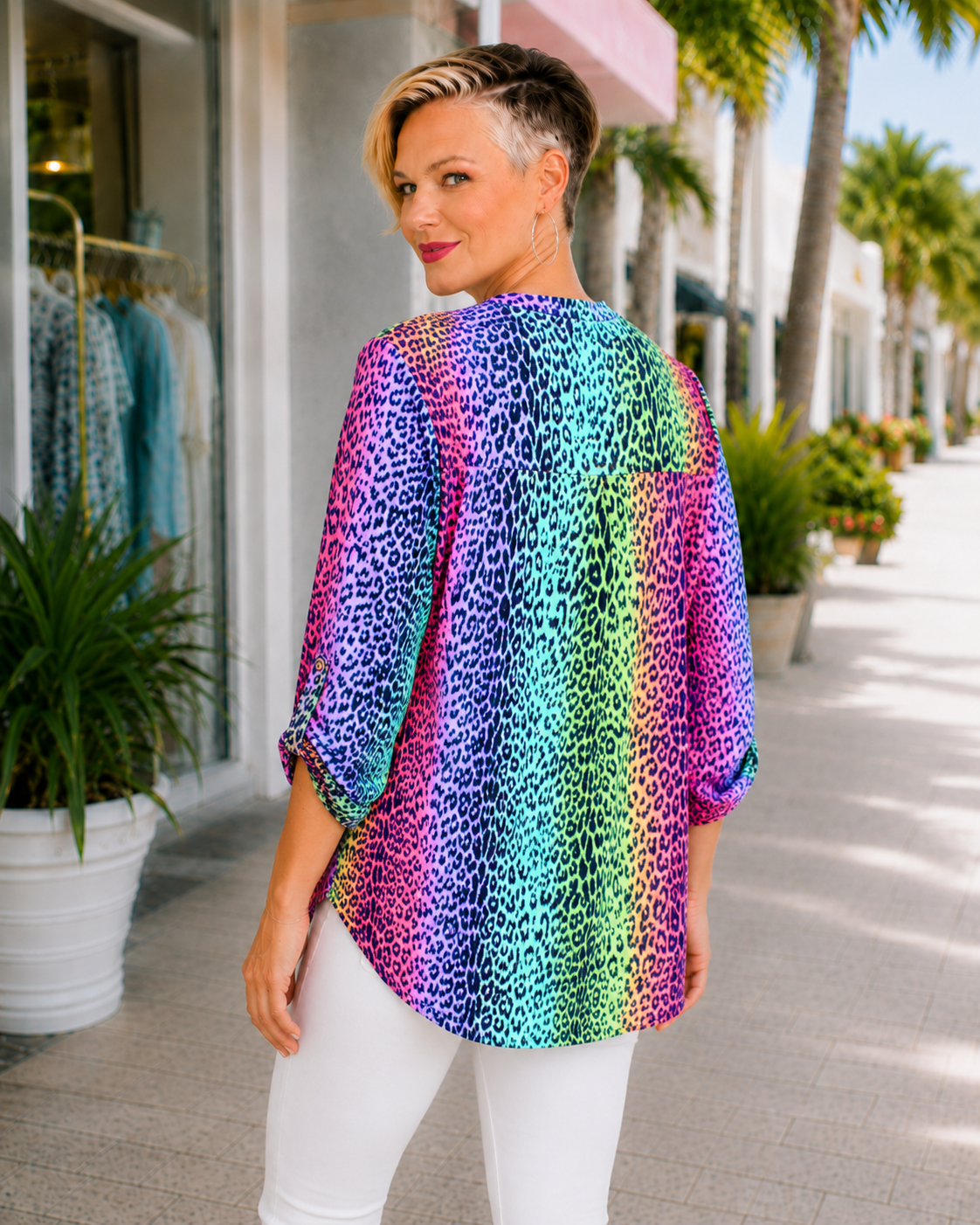 Dear Scarlett Multi Color Neon Animal Print Lizzie Top Shirts & Tops