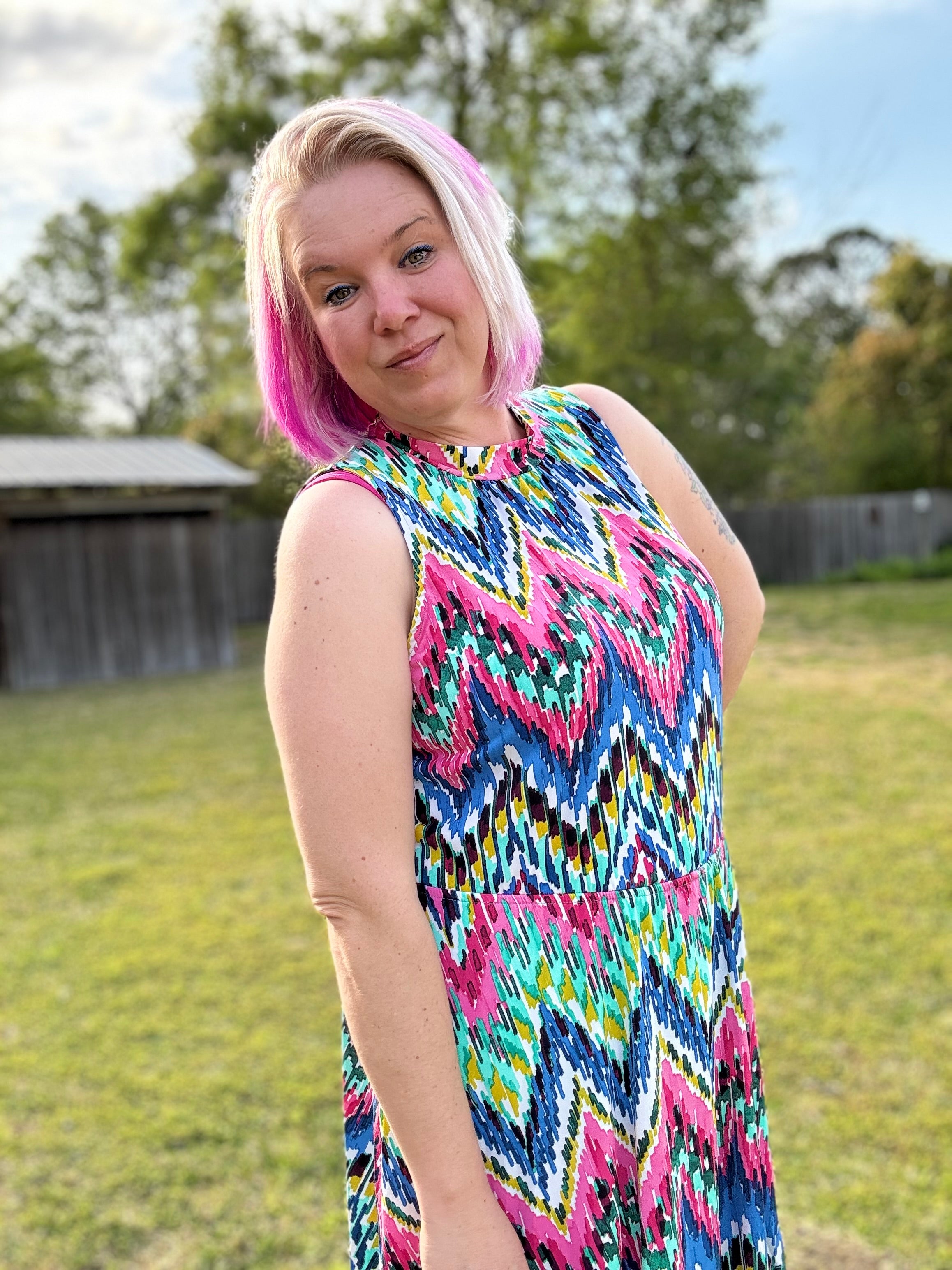 White Birch Chevy to the Levy Chevron Dress Dresses