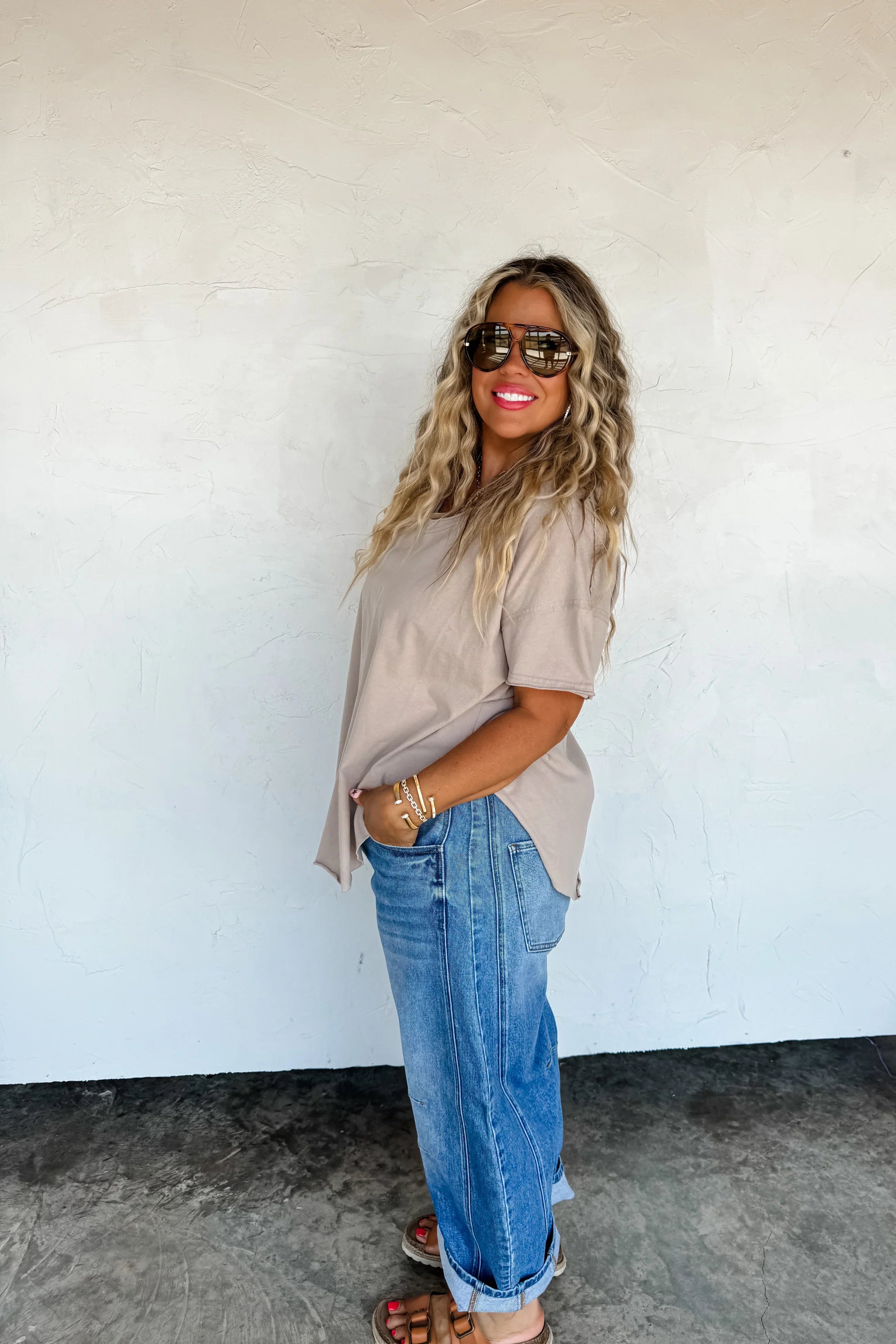 PREORDER: Blakeley Joey V-Neck Washed Cotton Boyfriend Tee Womens