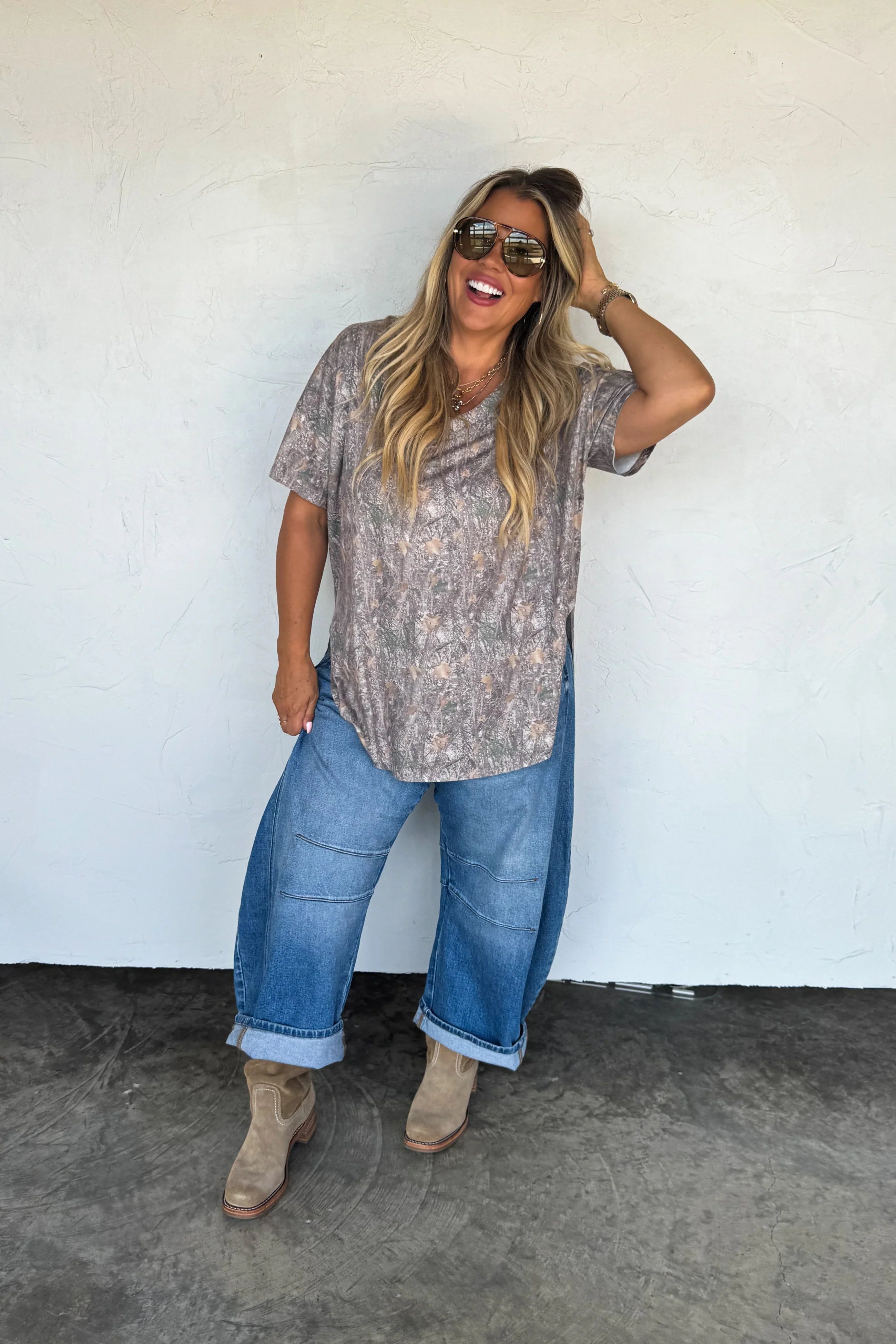 PREORDER: Blakeley Joey V-Neck Washed Cotton Boyfriend Tee Womens